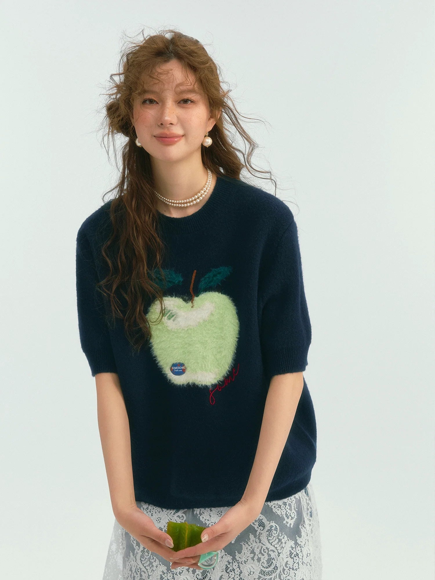 Fun Apple Short Sleeve Sweater