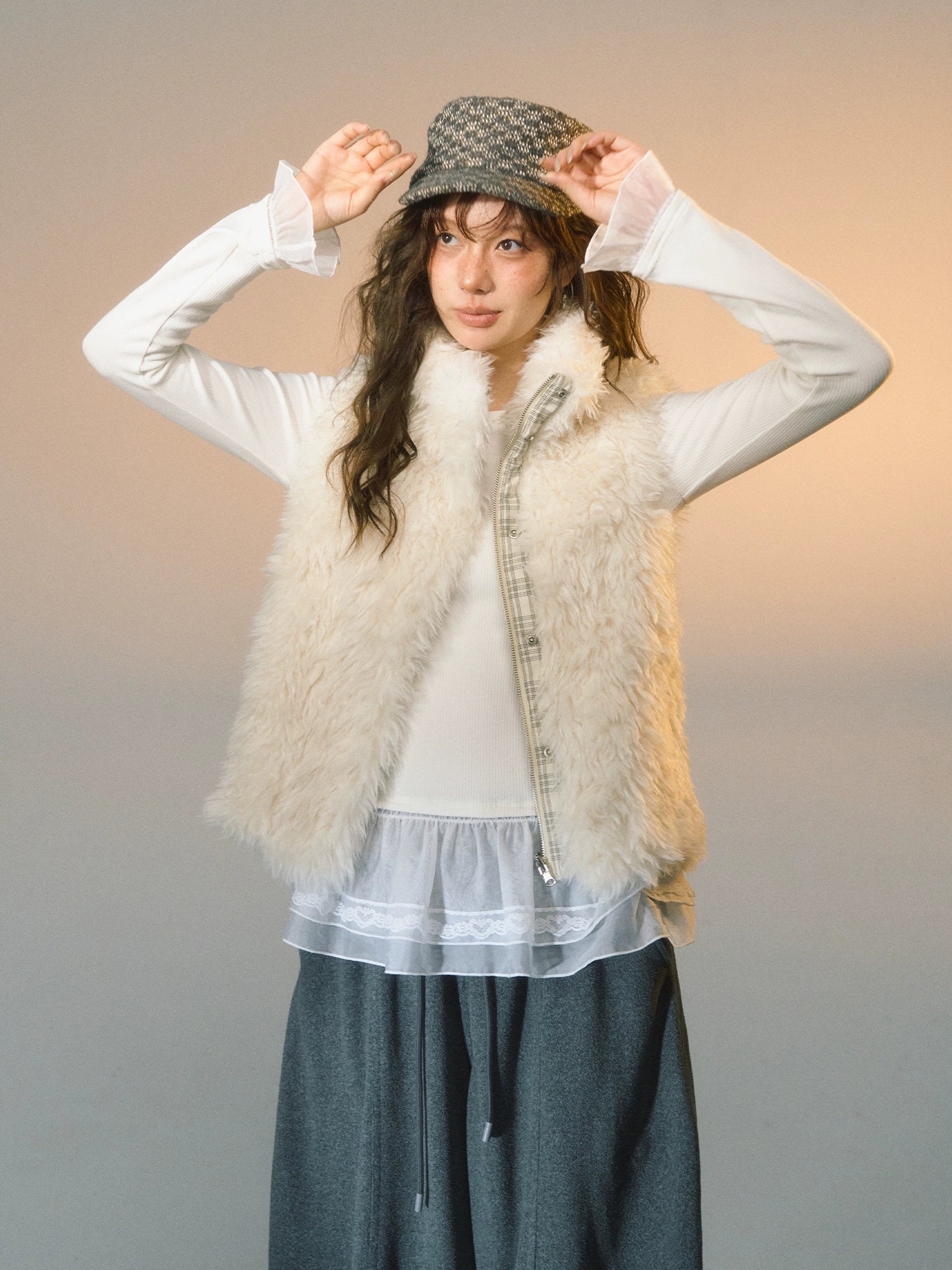 Plaid Patchwork Sherpa Reversible Vest