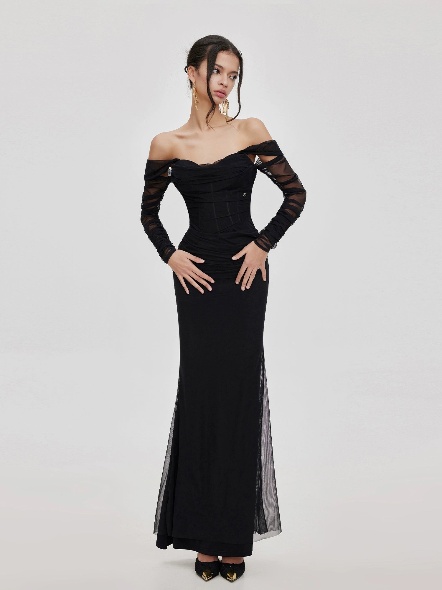 Ariel Mesh Off-Shoulder Mermaid Dress