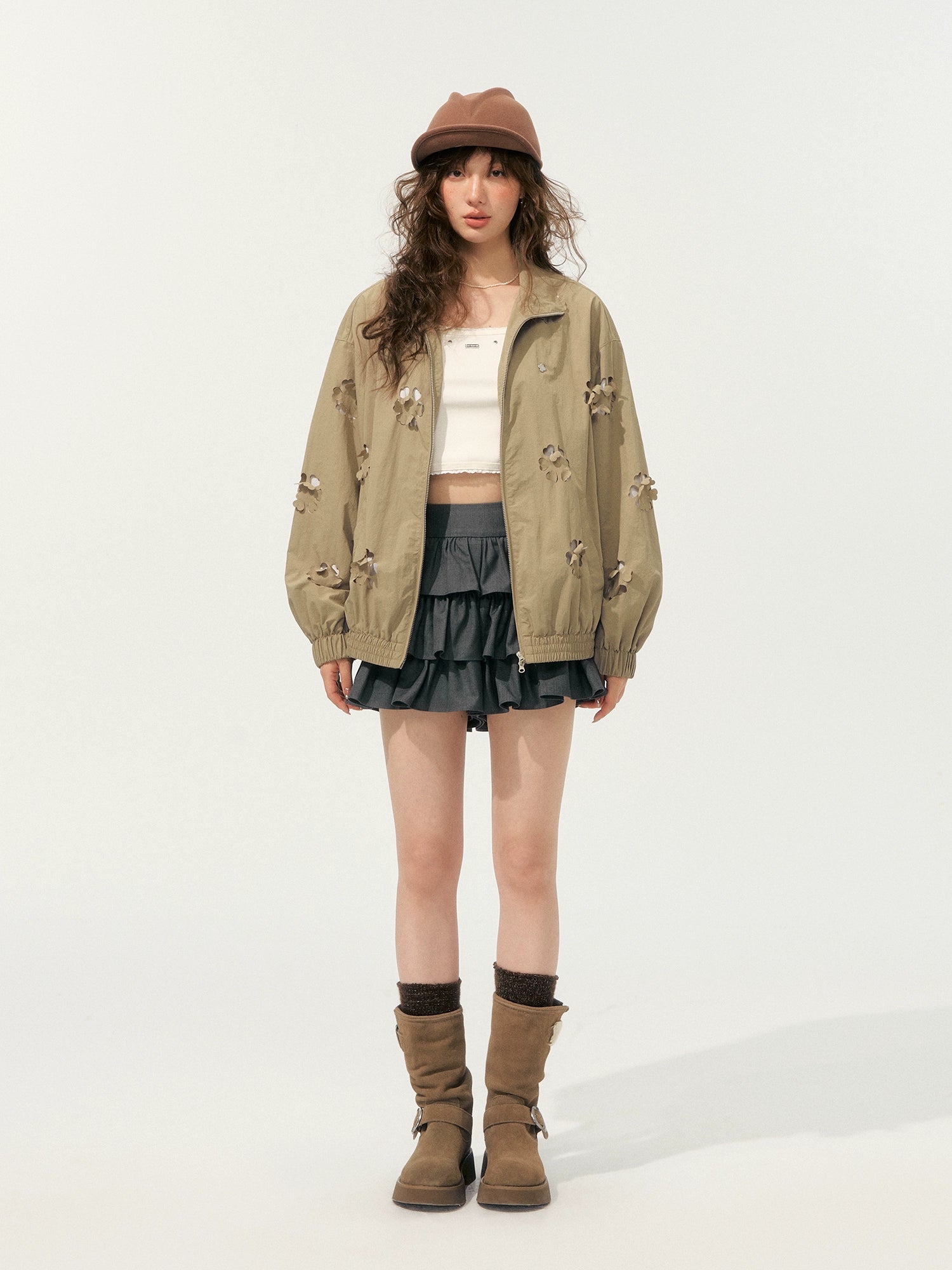 Hollow Cut Floral Jacket