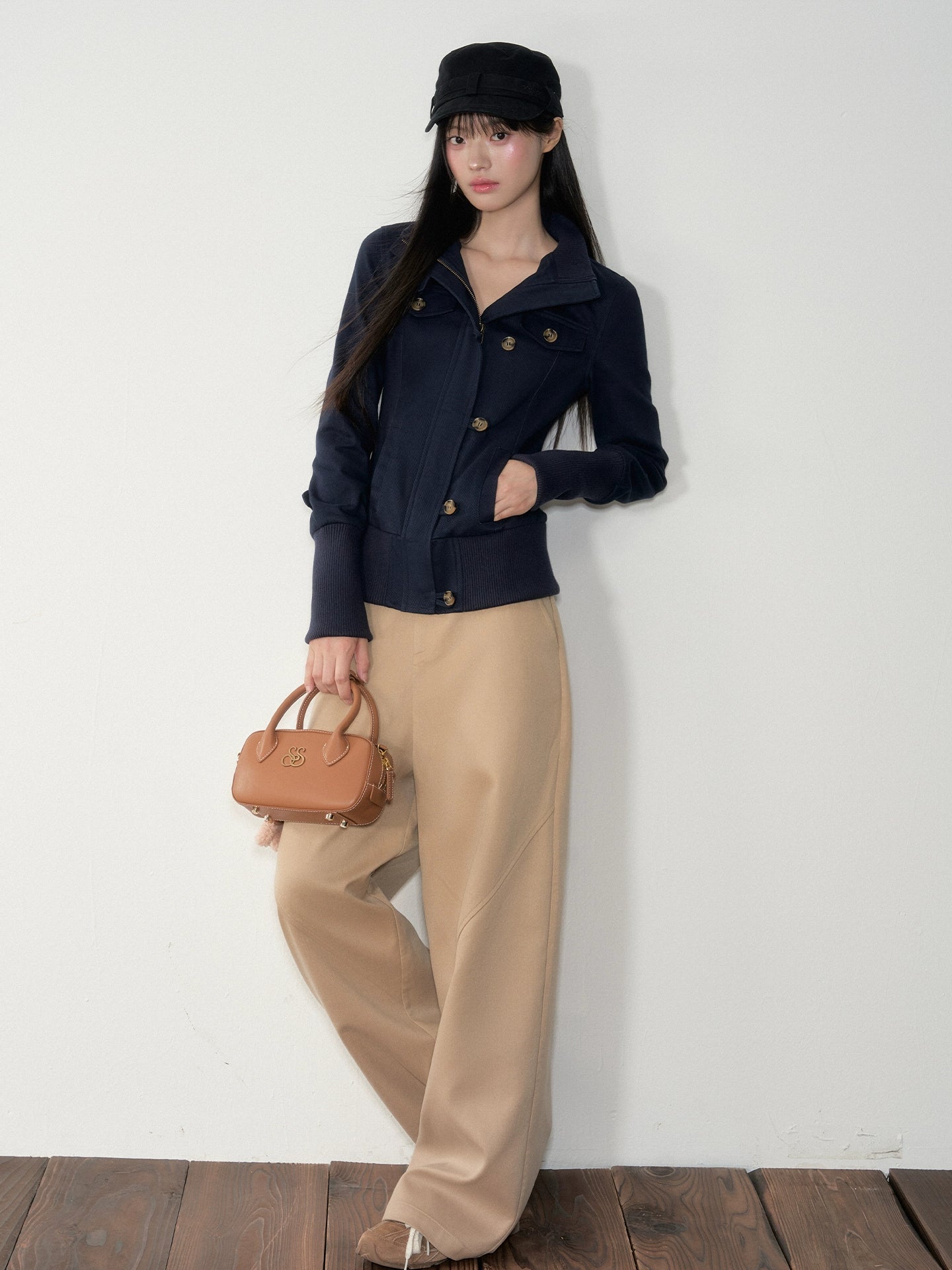 Retro Zipper Half-collar Jacket