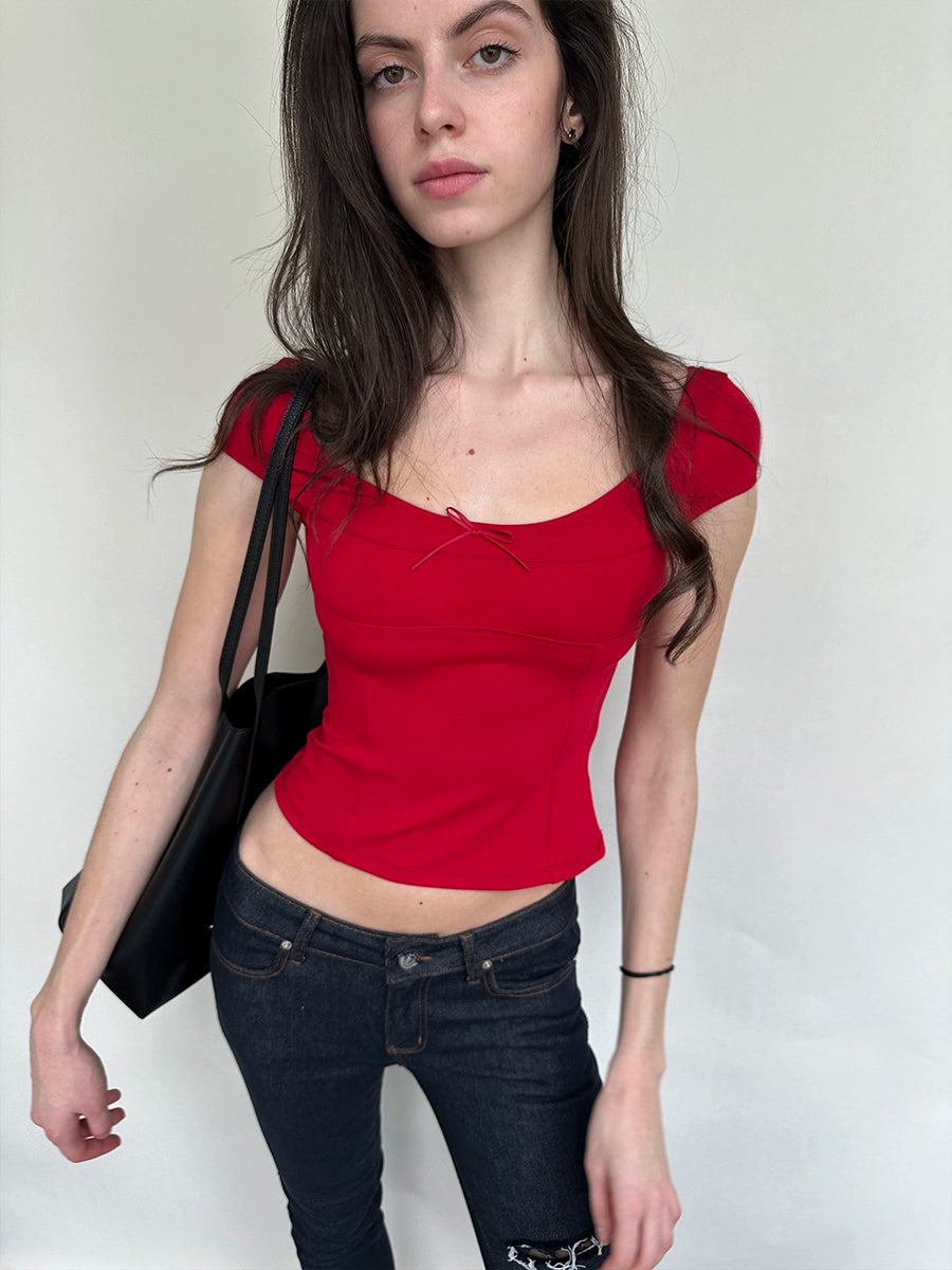 Herringbone Crewneck Slim Tee