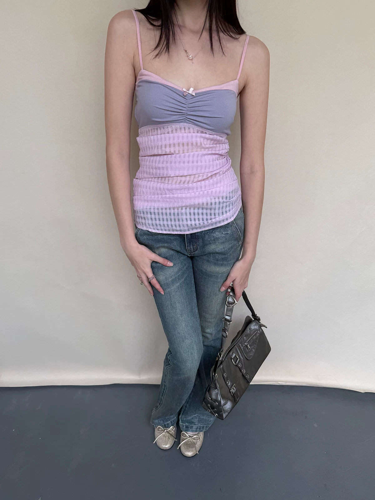 Purple Plaid Knit Camisole
