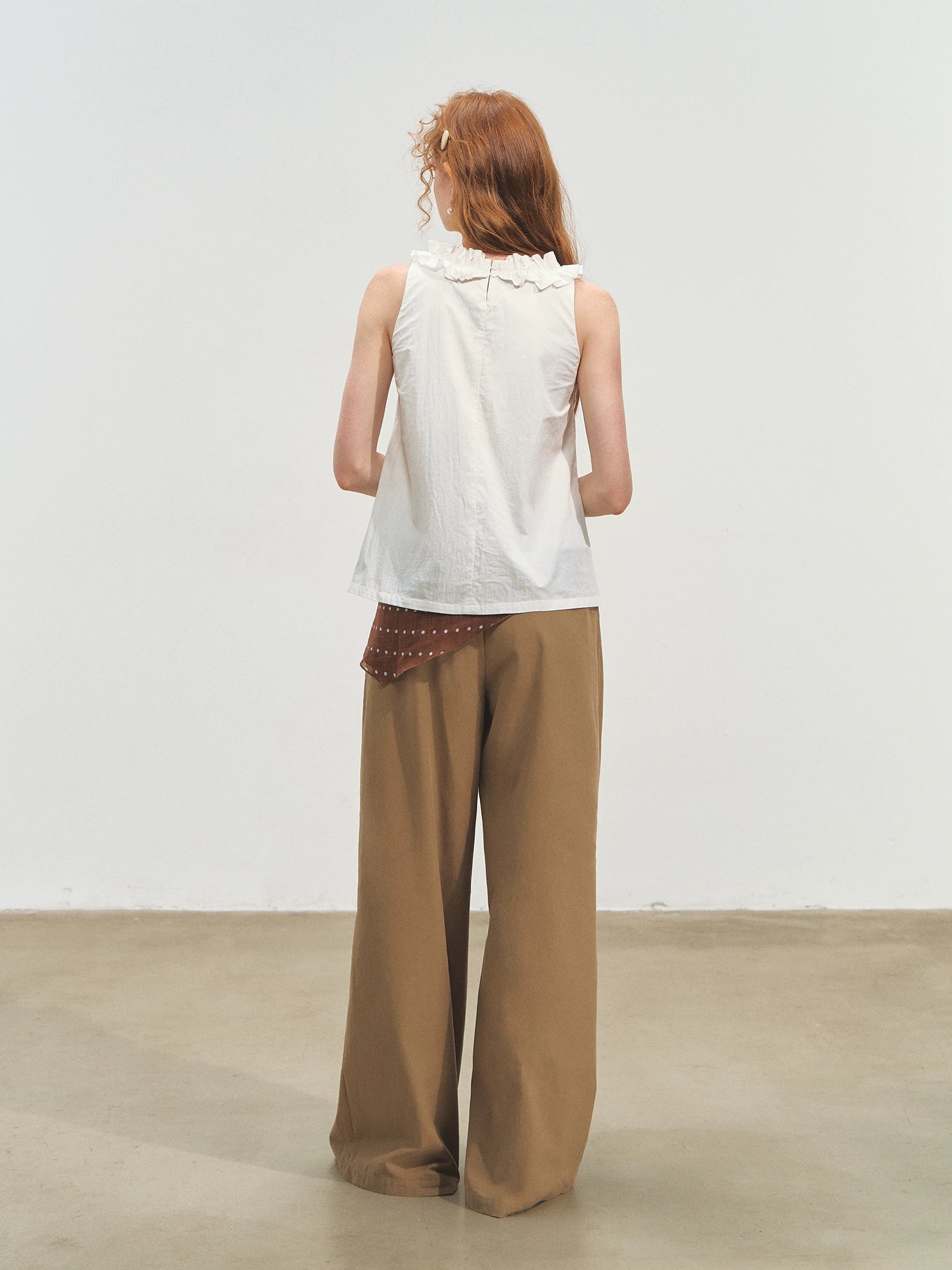 French Ruffle Lace Knotted Flower V-neck Top