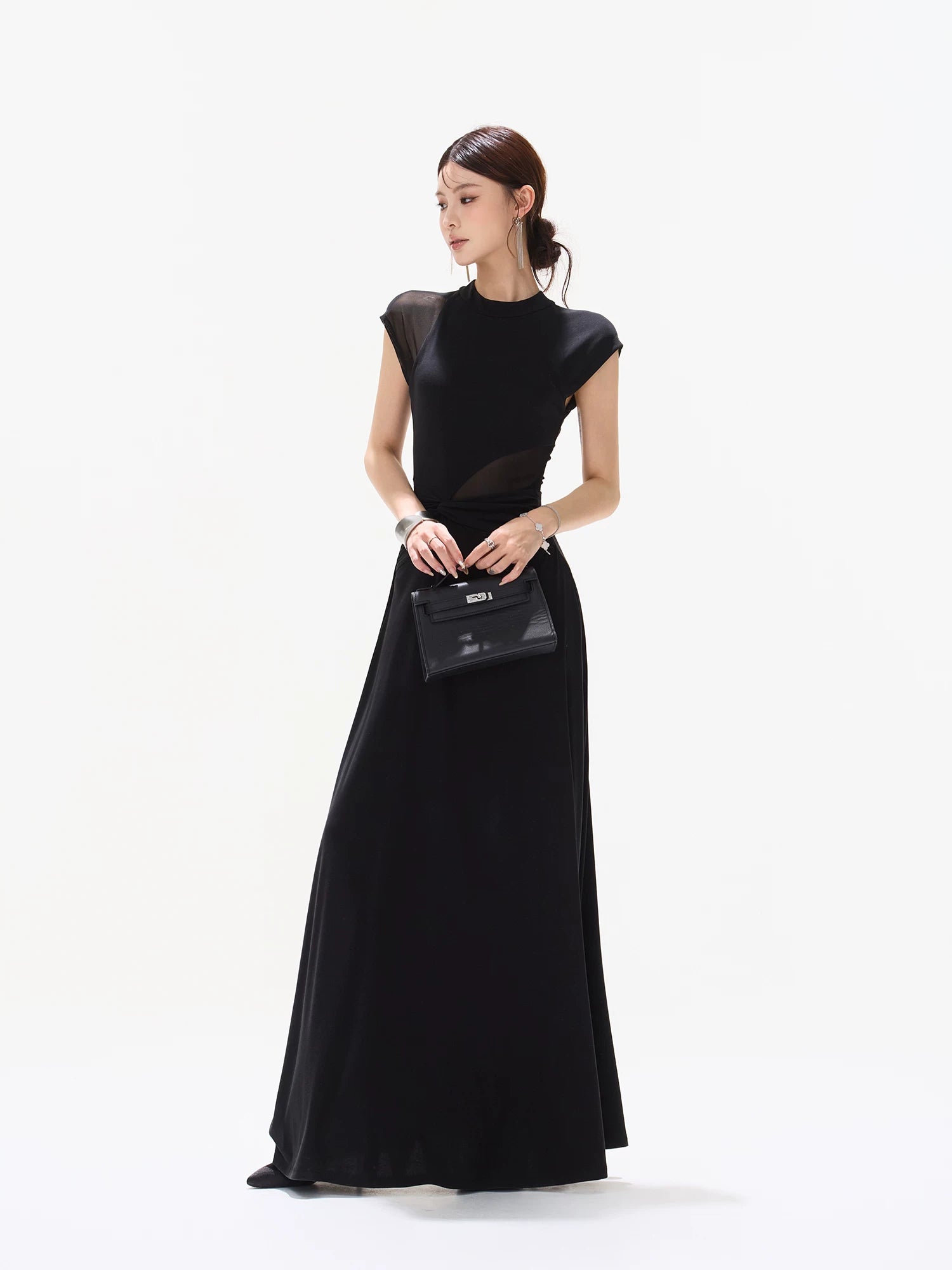 Black Swan Mesh Maxi Dress