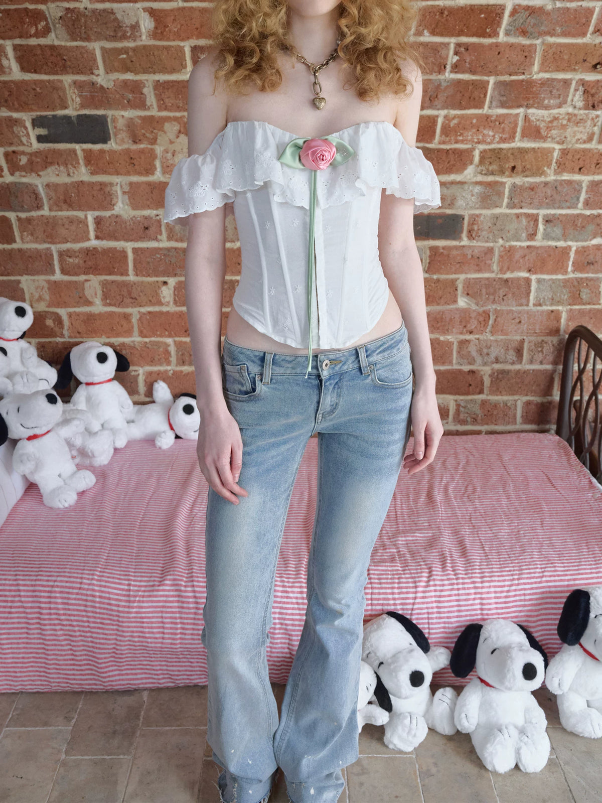 Embroidered Flared Denim Pants