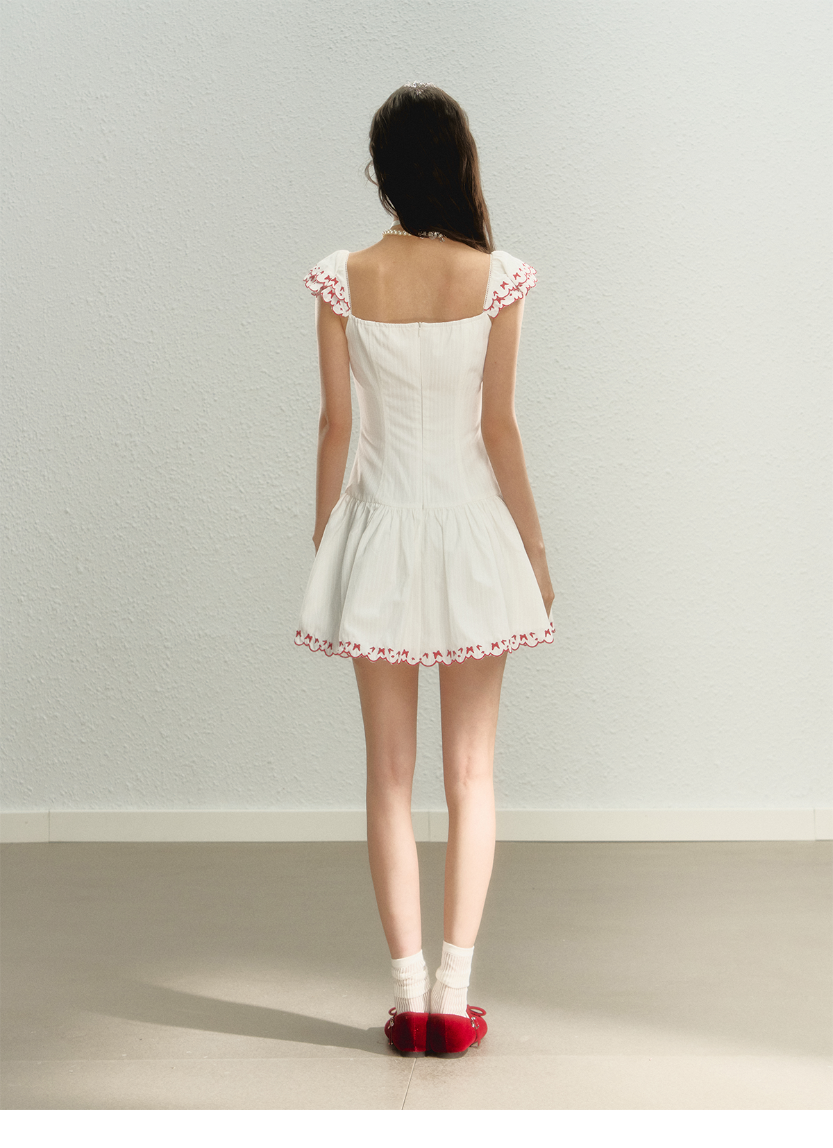 Butterfly Embroidered Spaghetti Strap Dress