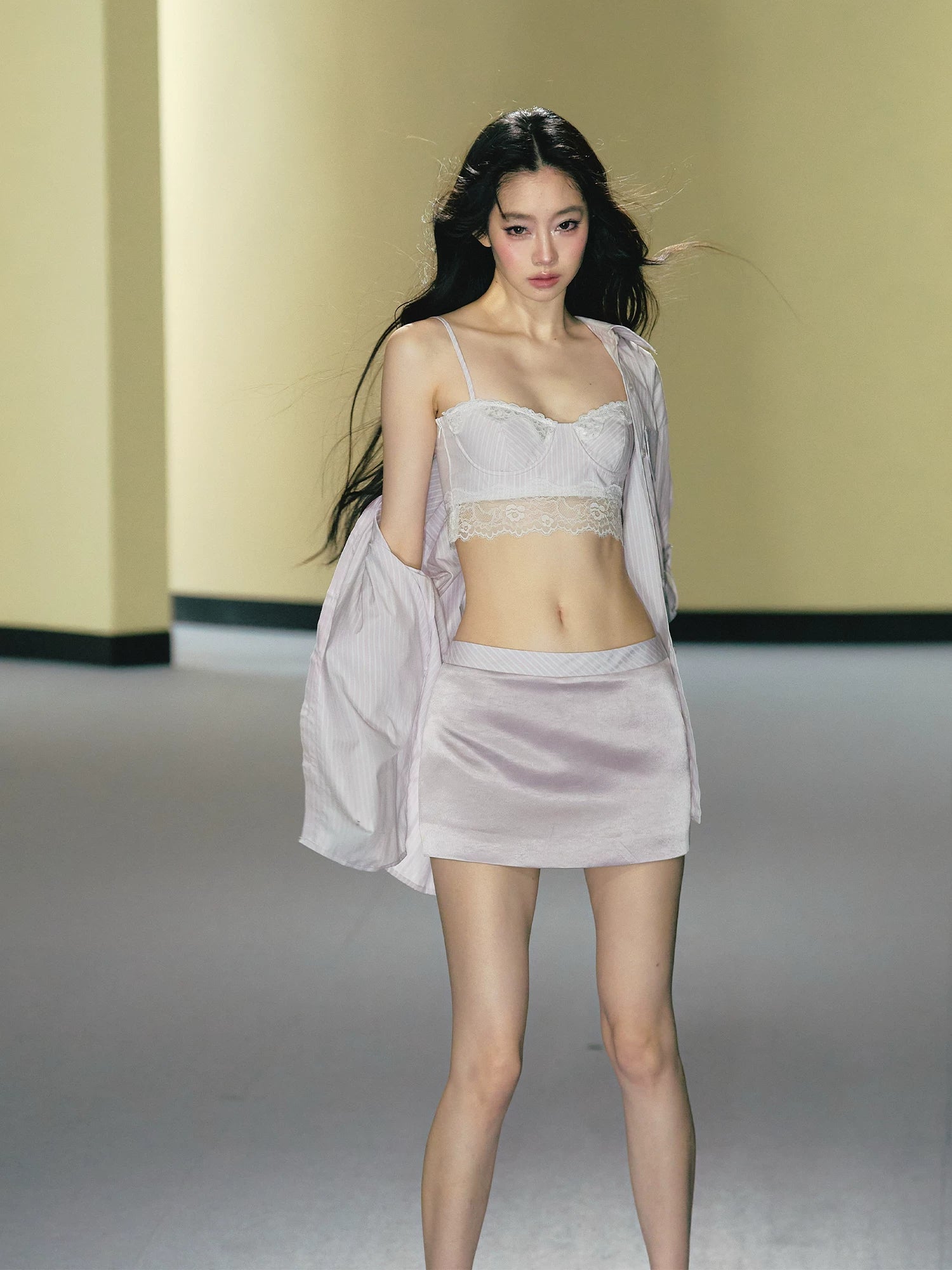 Satin Halter Top Skirt Set