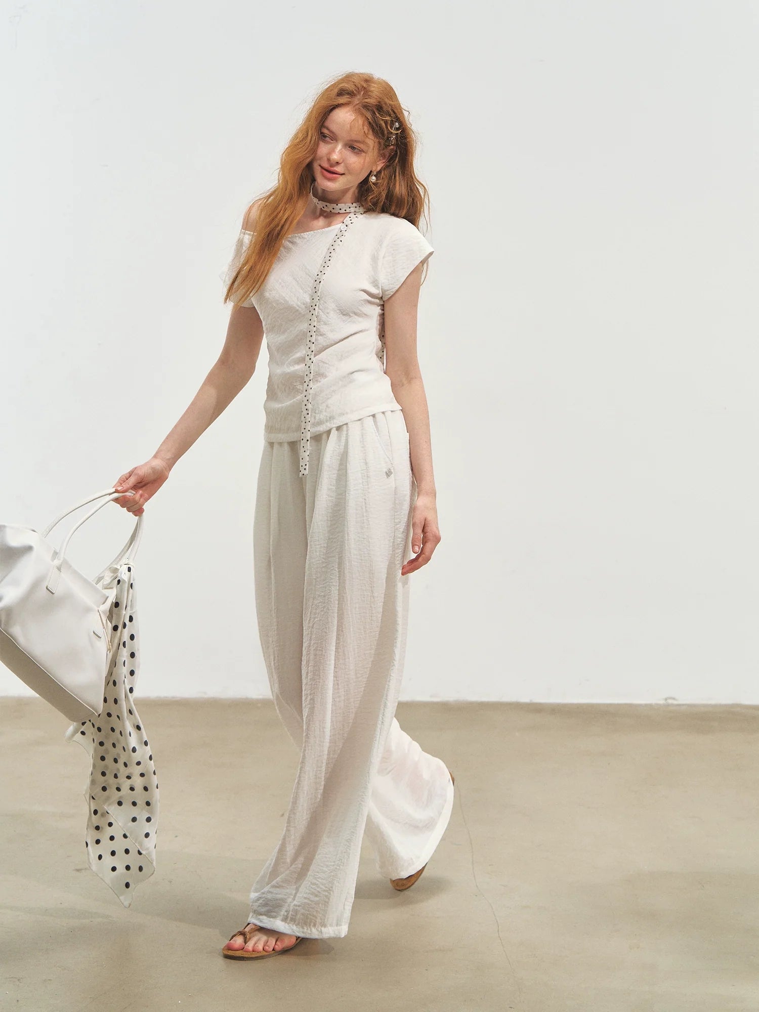 Draped Lazy Asymmetric Shoulder Convertible Top Set