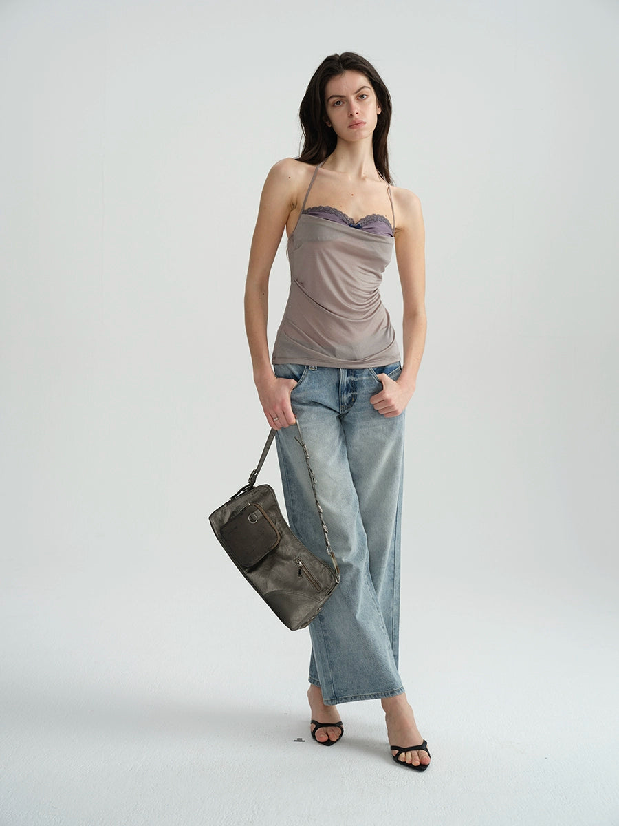 Purple Ruched Design Cami Top