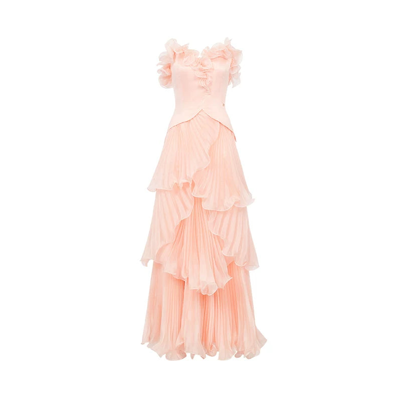 Venetian Pleated Maxi Dress
