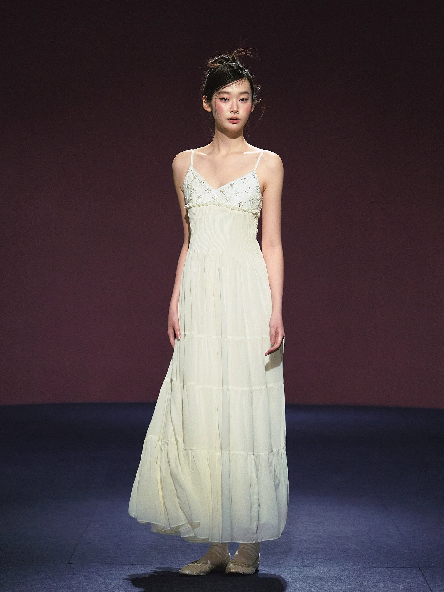 Embroidered V-Neck Slip Dress