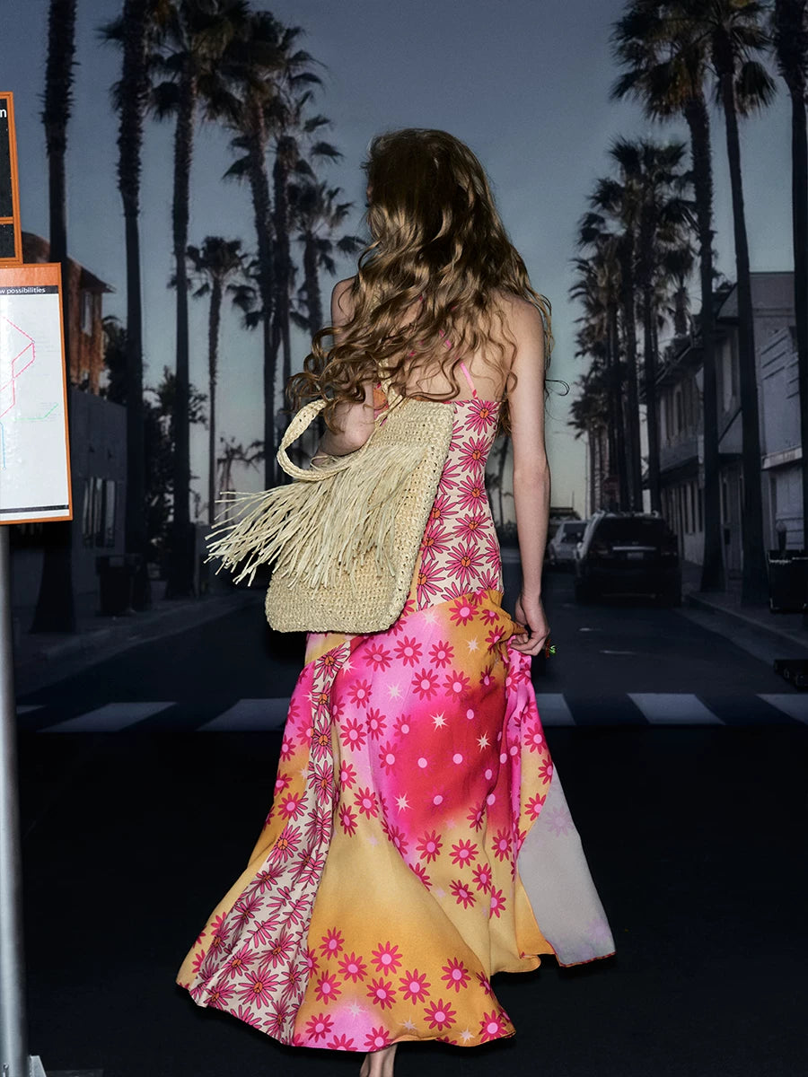Summer Print Slit Maxi Dress
