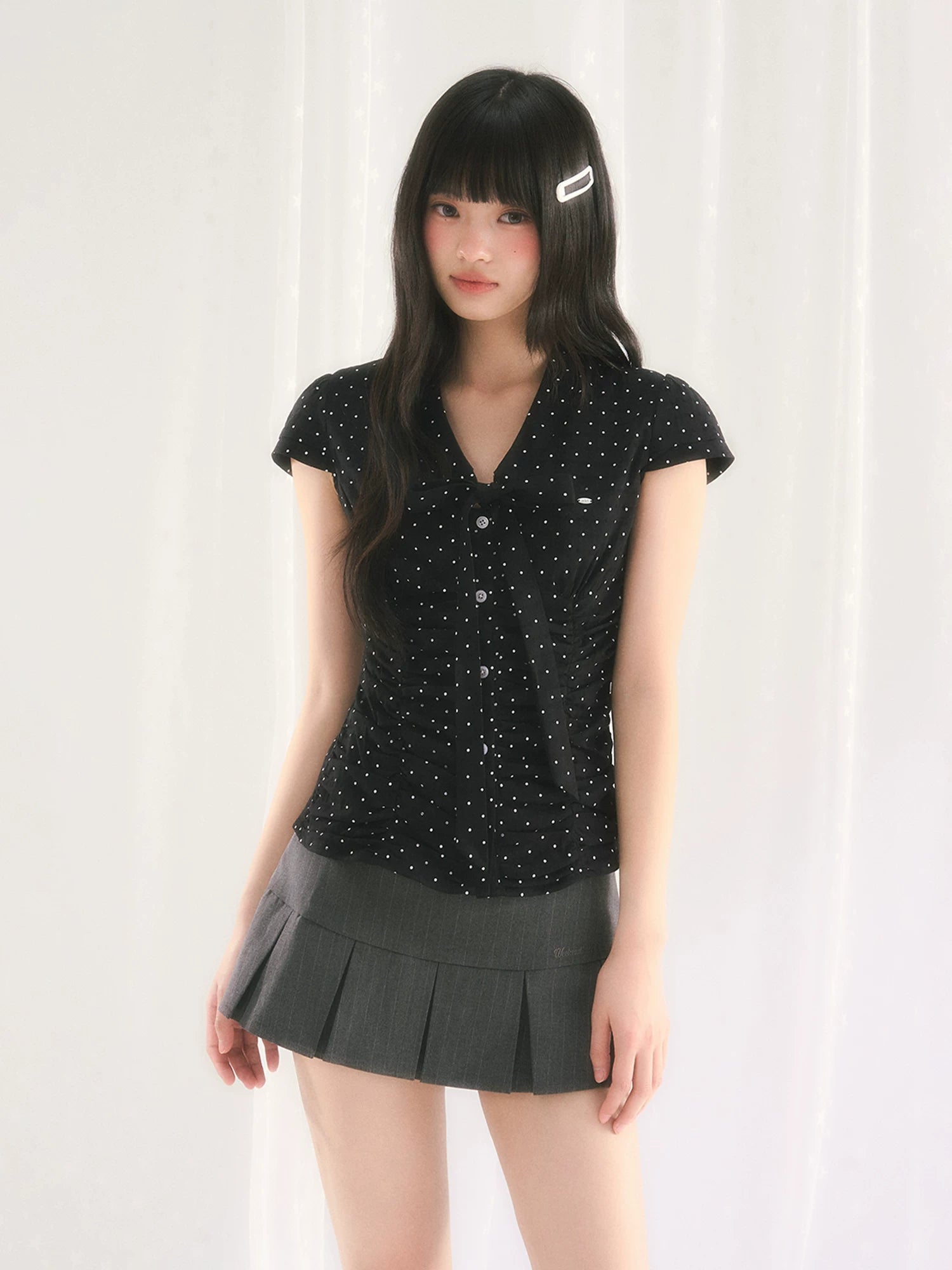 Black Polka Dot Tie Top
