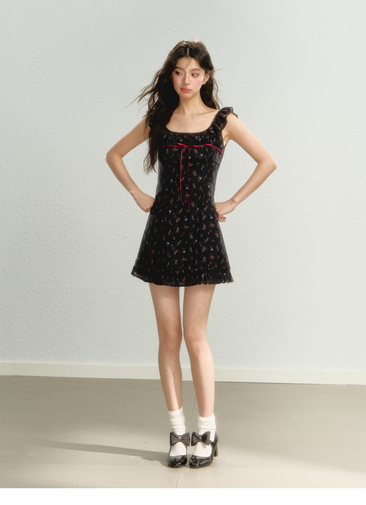 Flutter Sleeve Strap Floral Dress