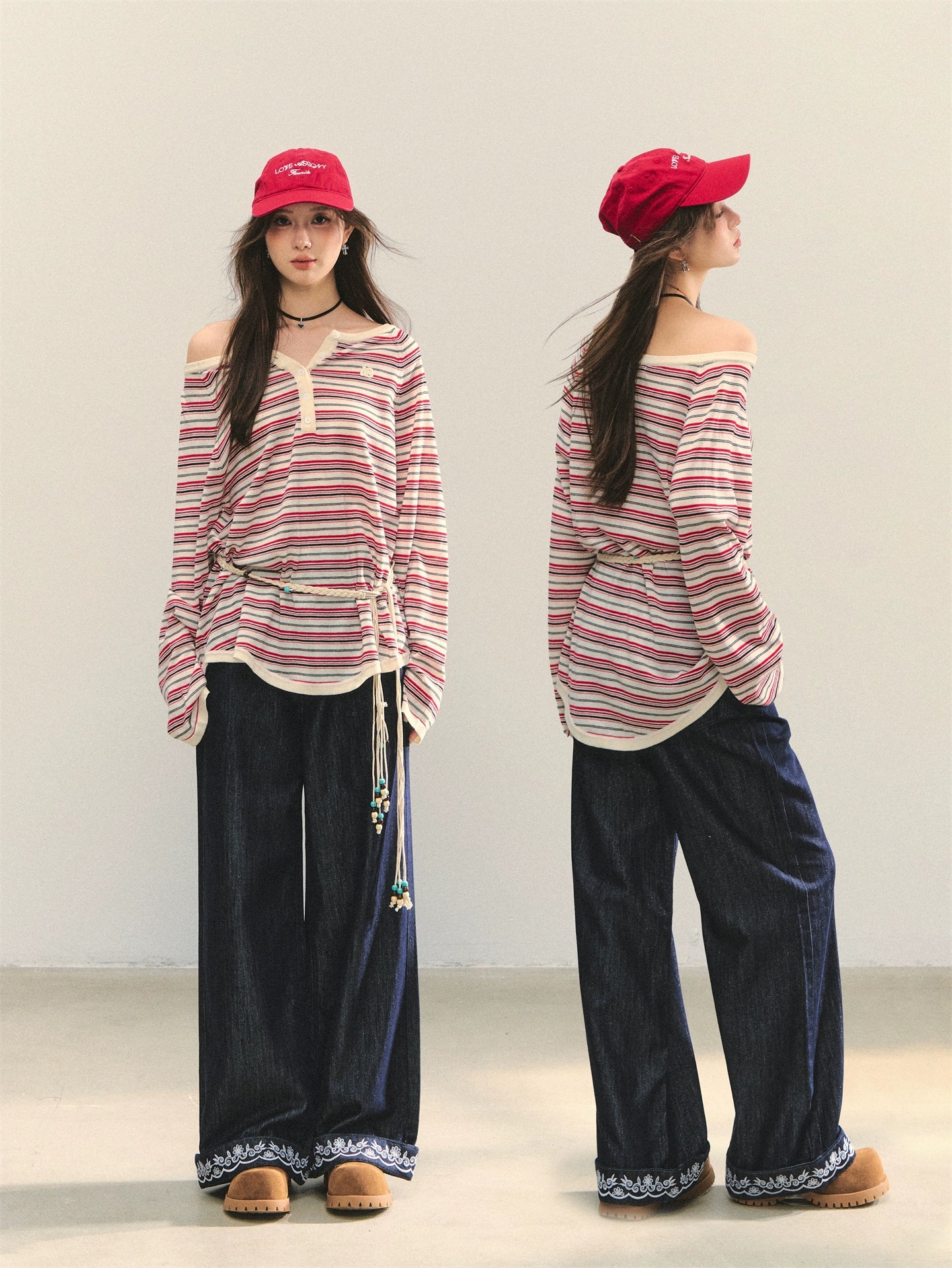 Striped Knit Oversized Casual Pullover