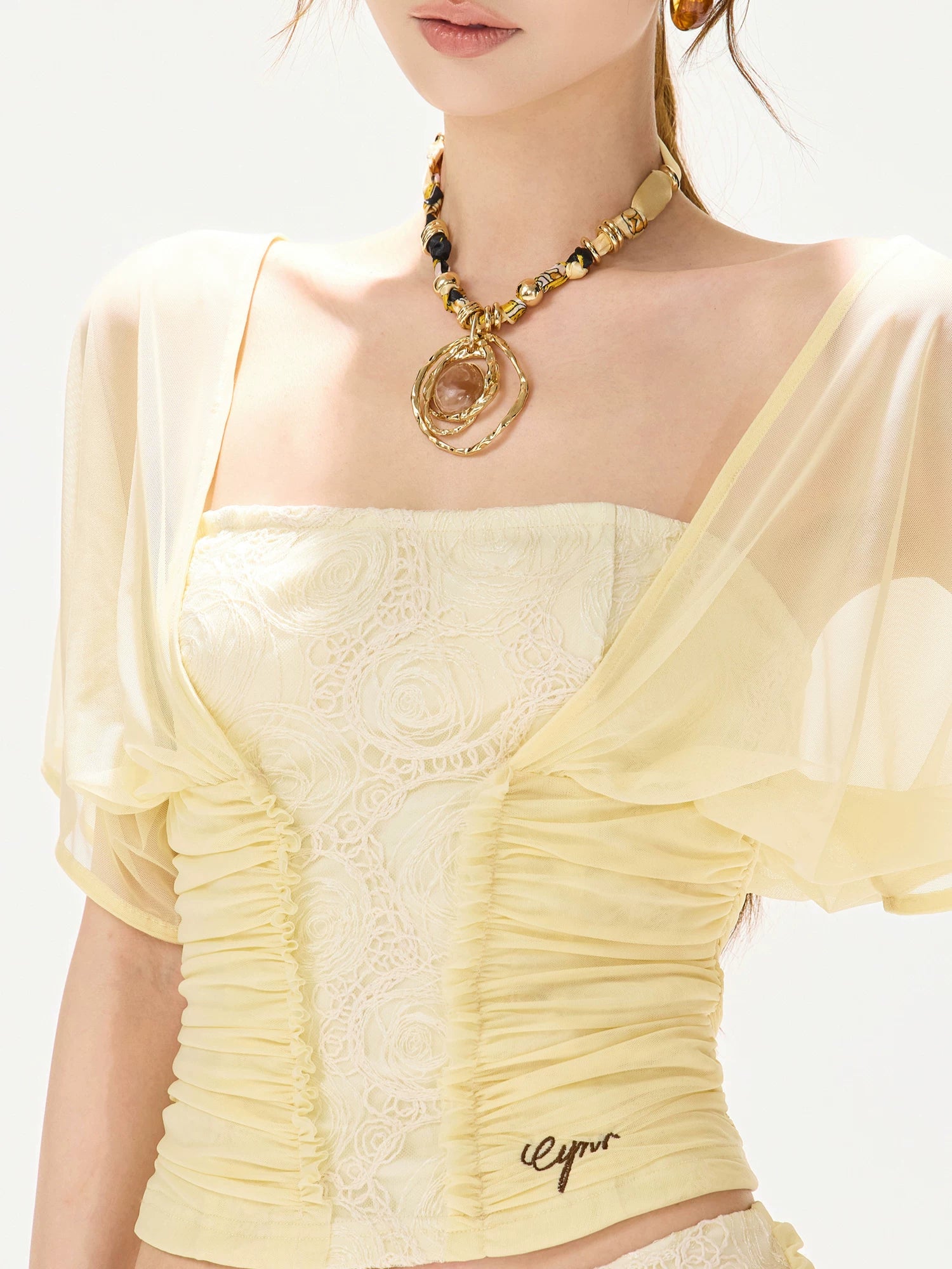 Layered Mesh Bustier Top