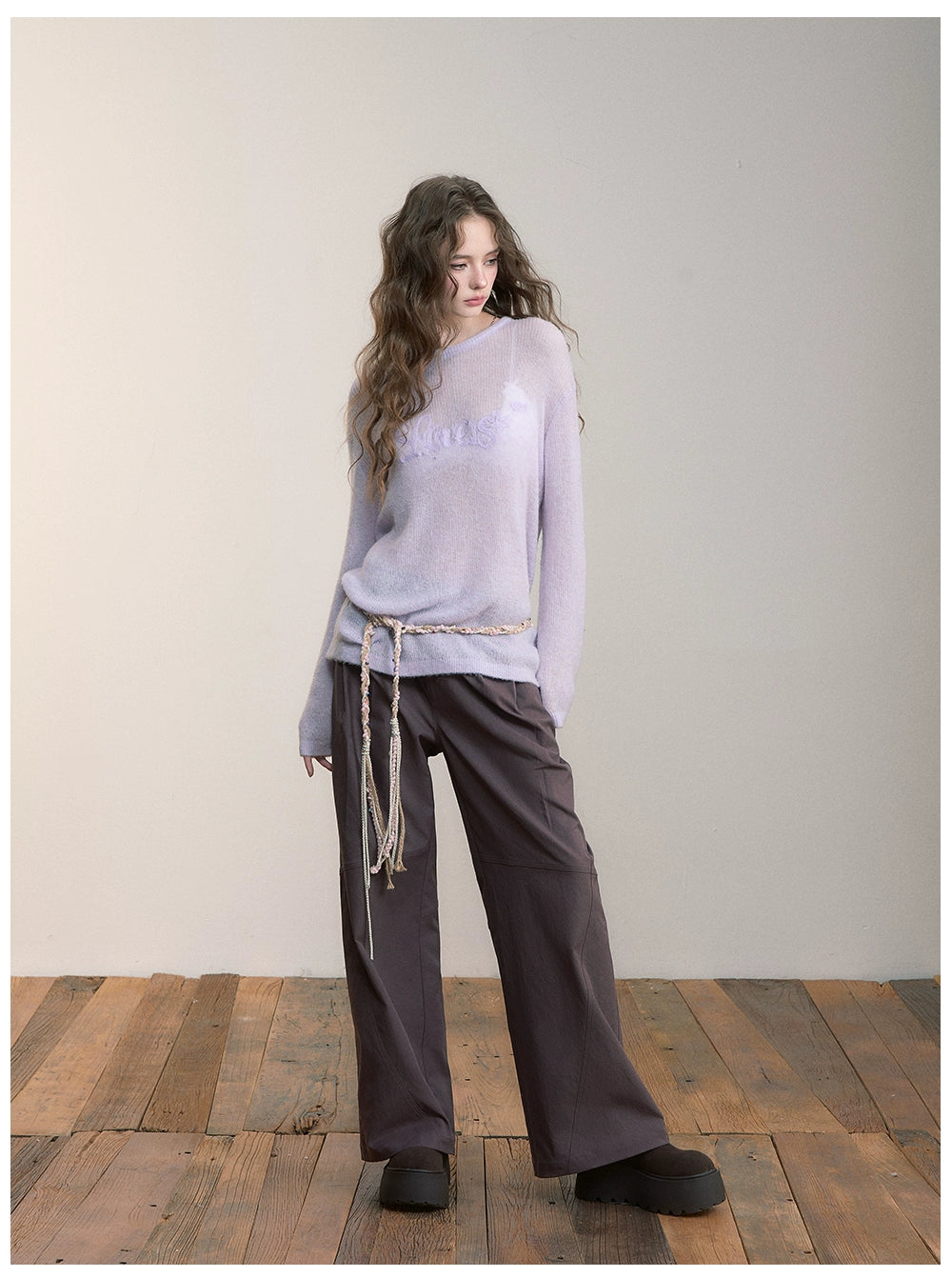 Pleated Double-Buckle Wide Pants