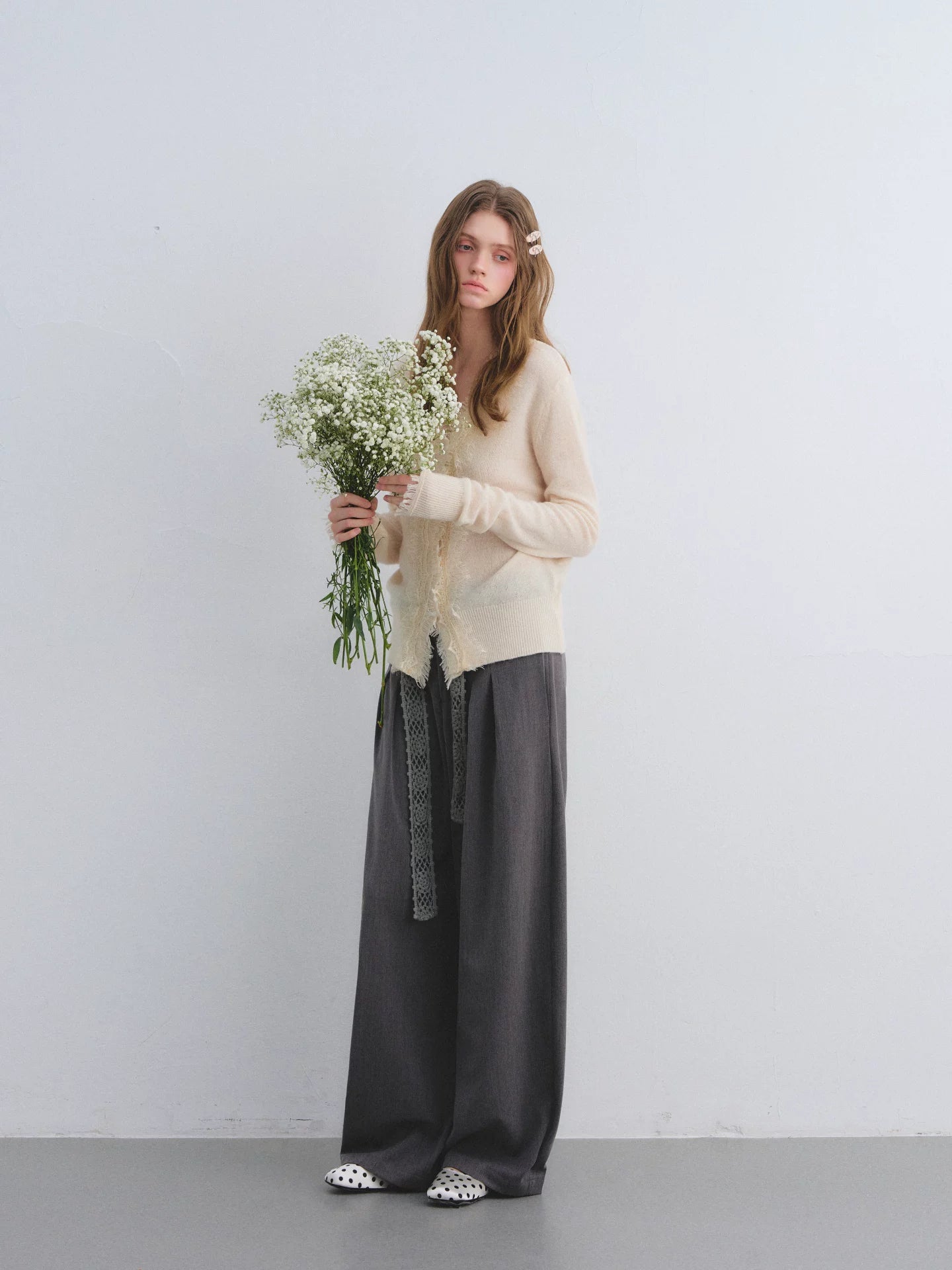 Crochet Belt Pleated Trousers