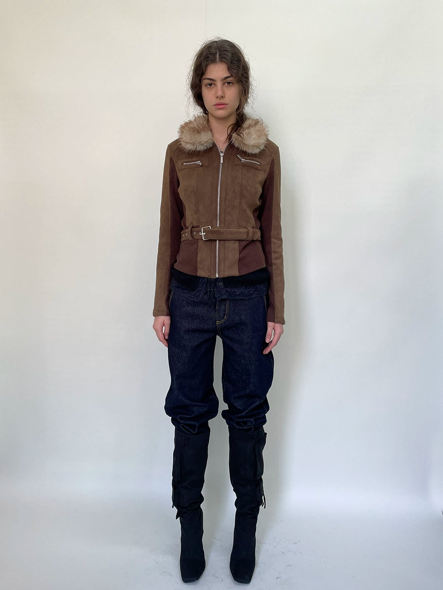 Brown Fur Collar Jacket