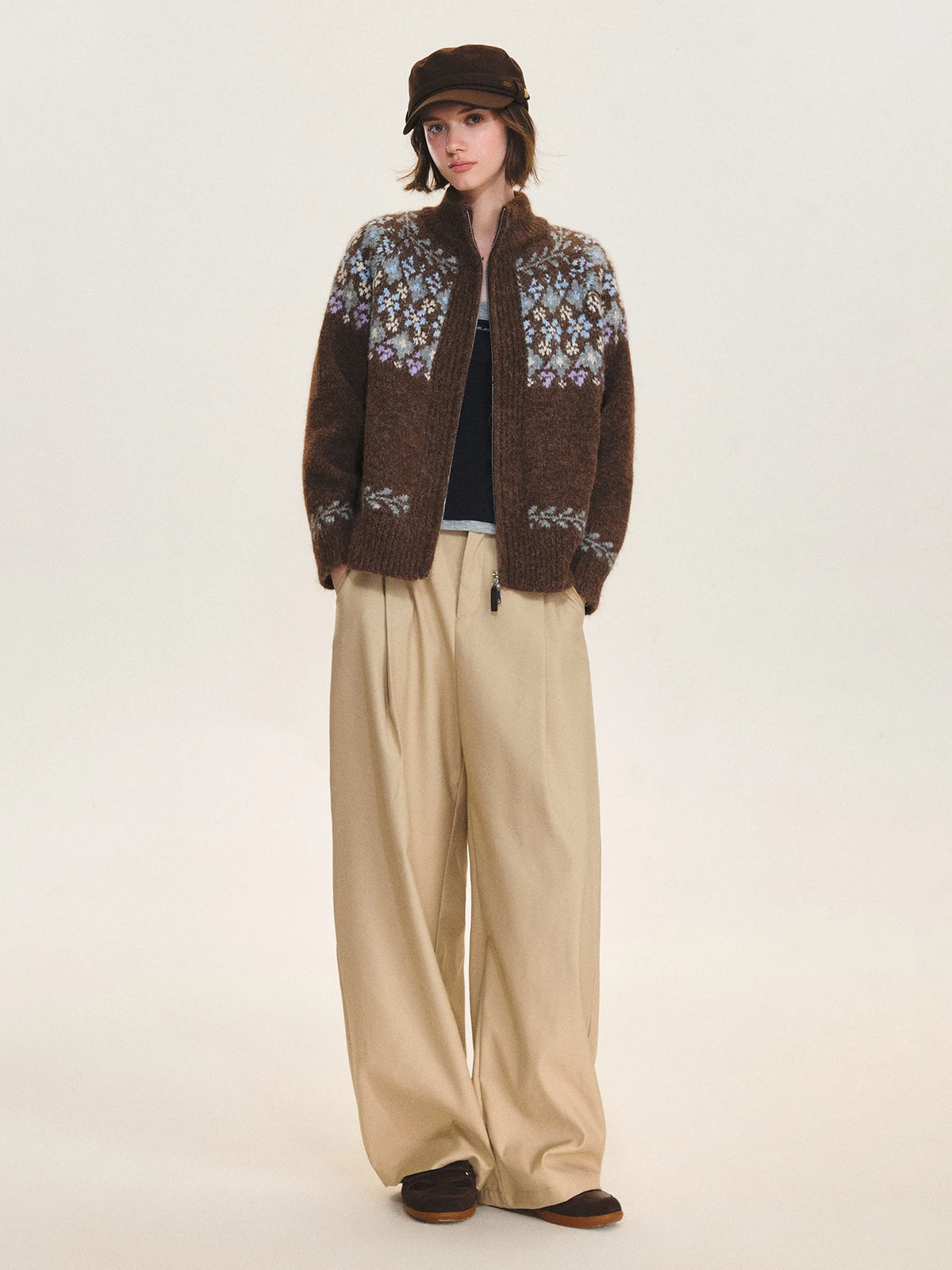 Vintage Fair Isle Zip Cardigan