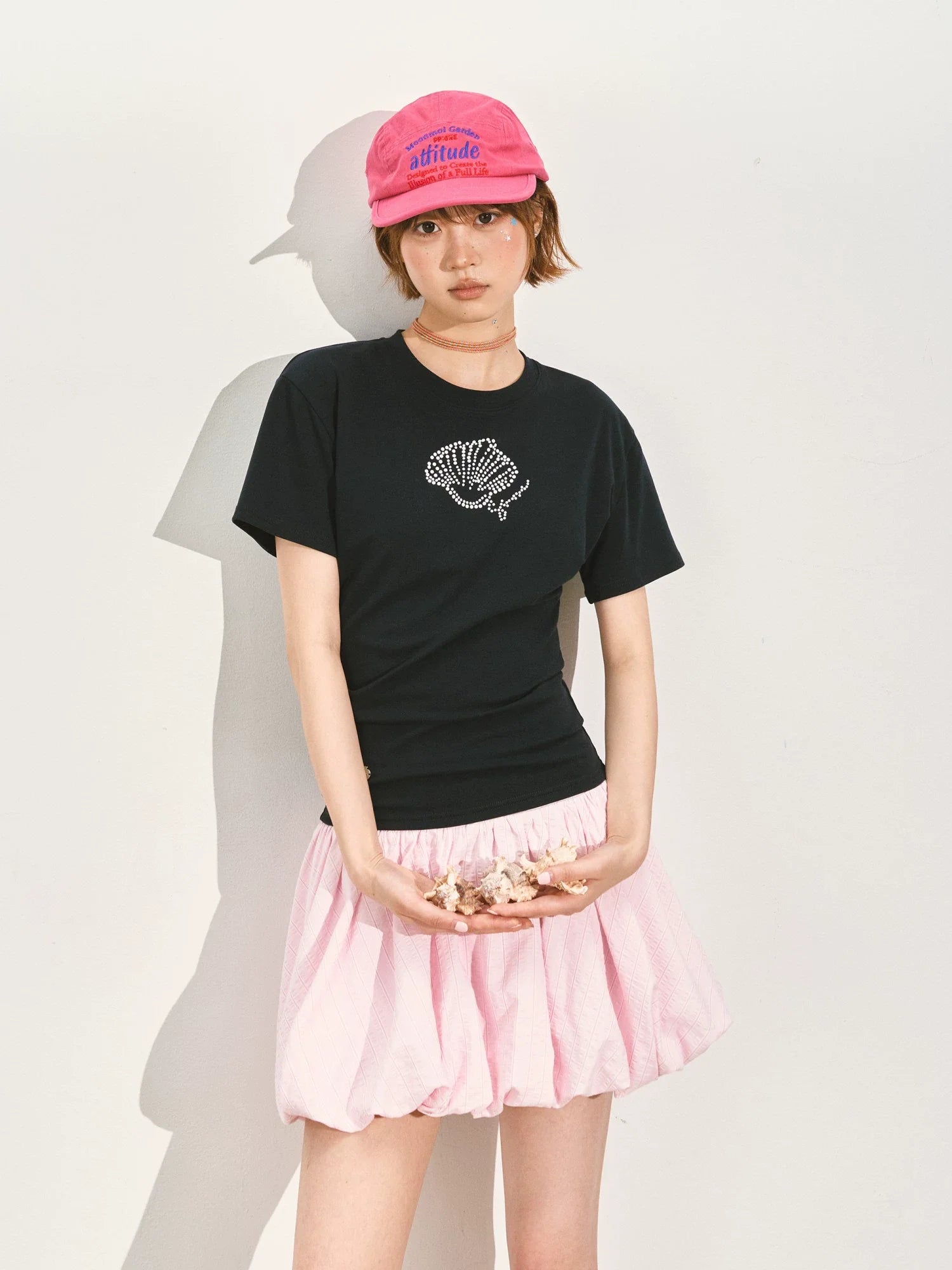 A-Line Bubble Pleated Short Skirt