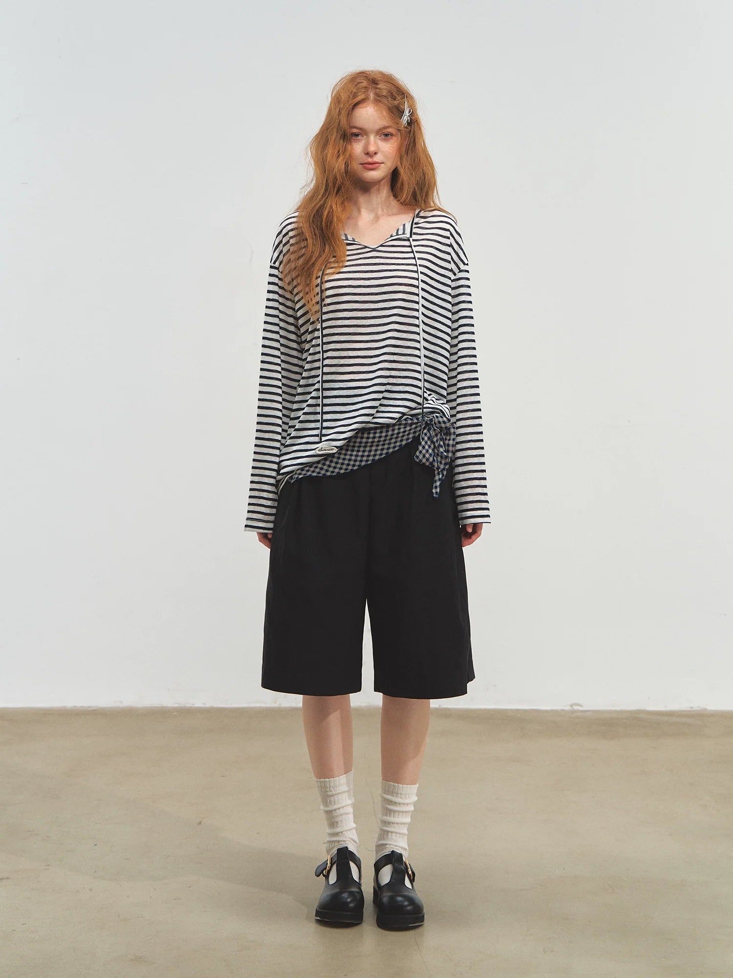 Three-dimensional Pleated Wide-leg Knee-length Shorts