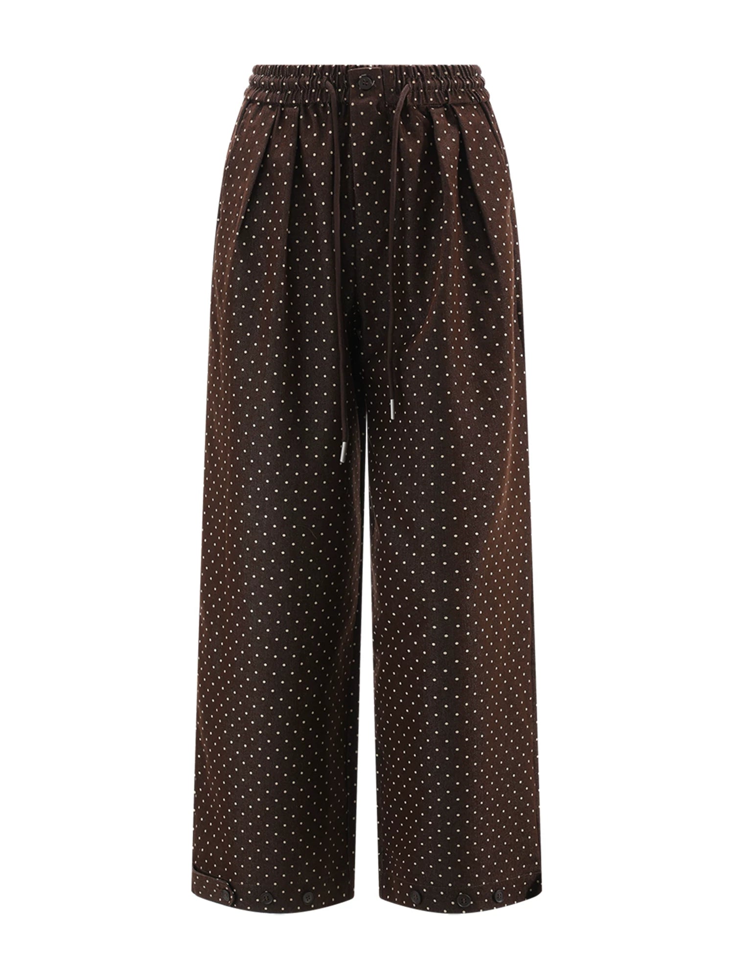 Vintage Polka Dot Straight-Leg Pants