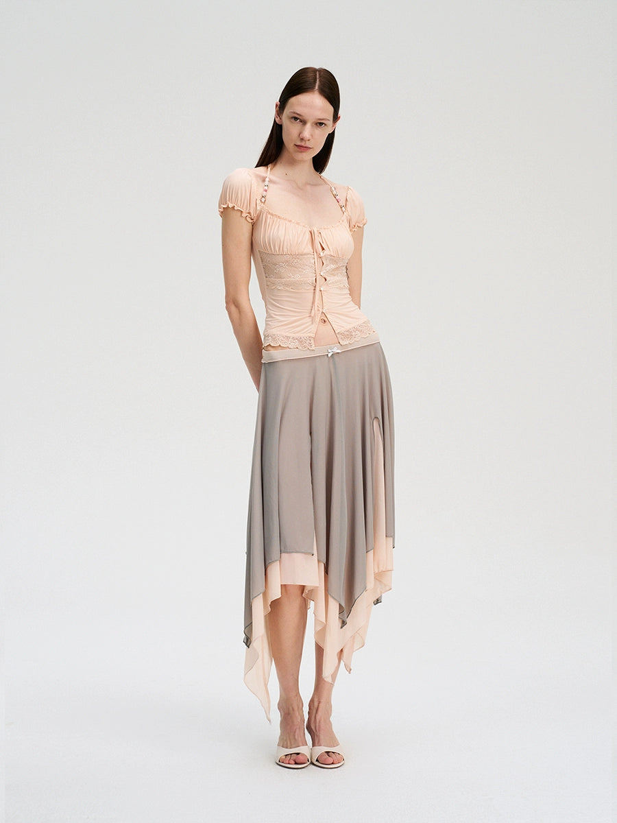 Light Lace Panel Beaded Cardigan