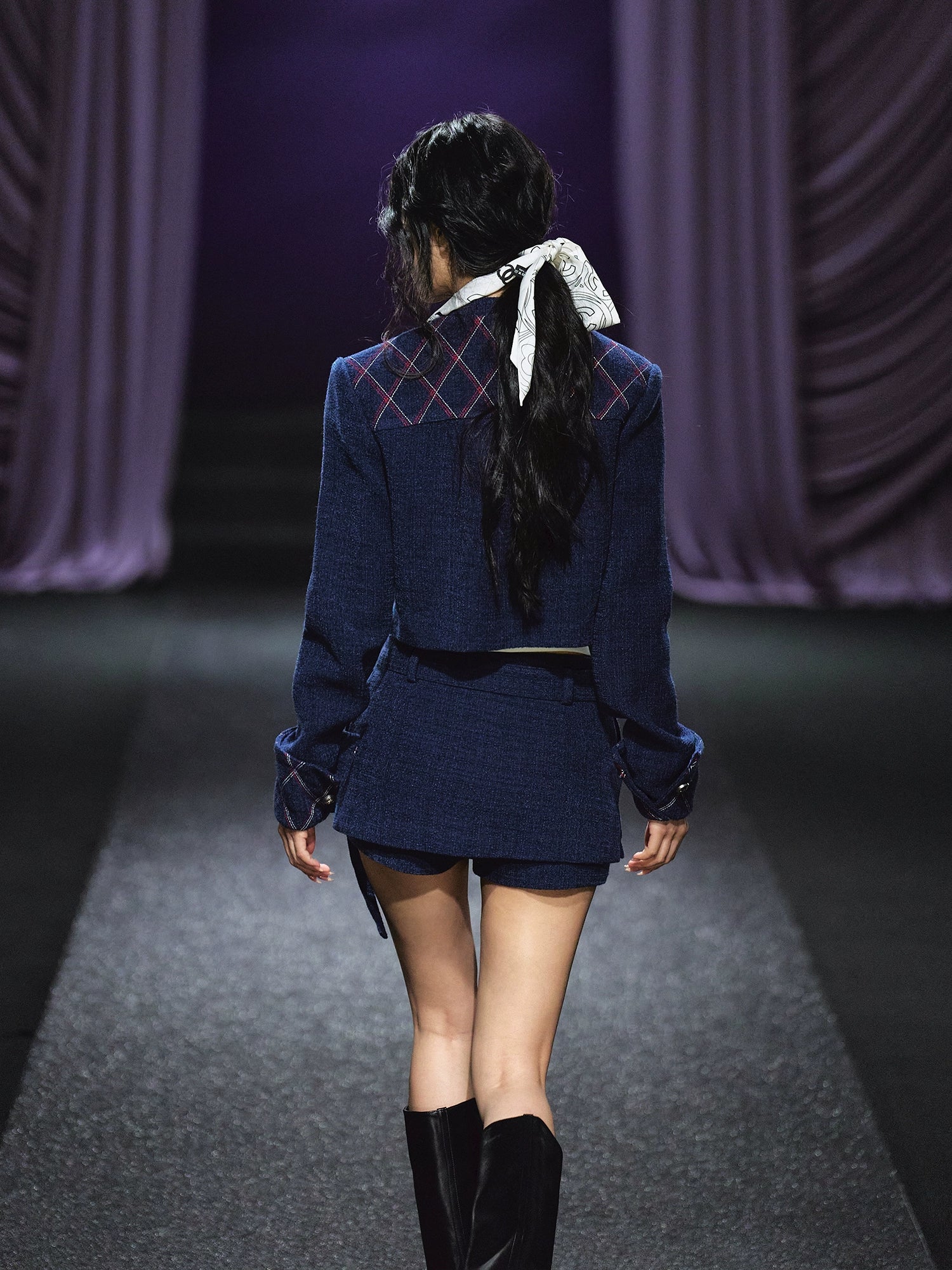 Quilted Stitch Jacket & A-Line Skirt Set