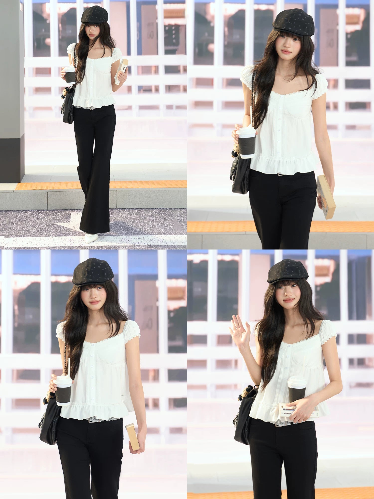 White Square Neck Blouse