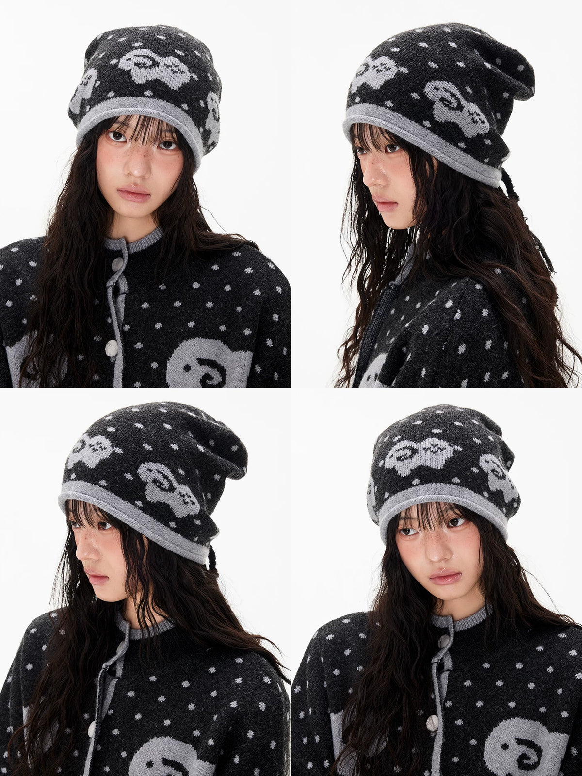 Fair Isle Sheep Jacquard Knit Beanie