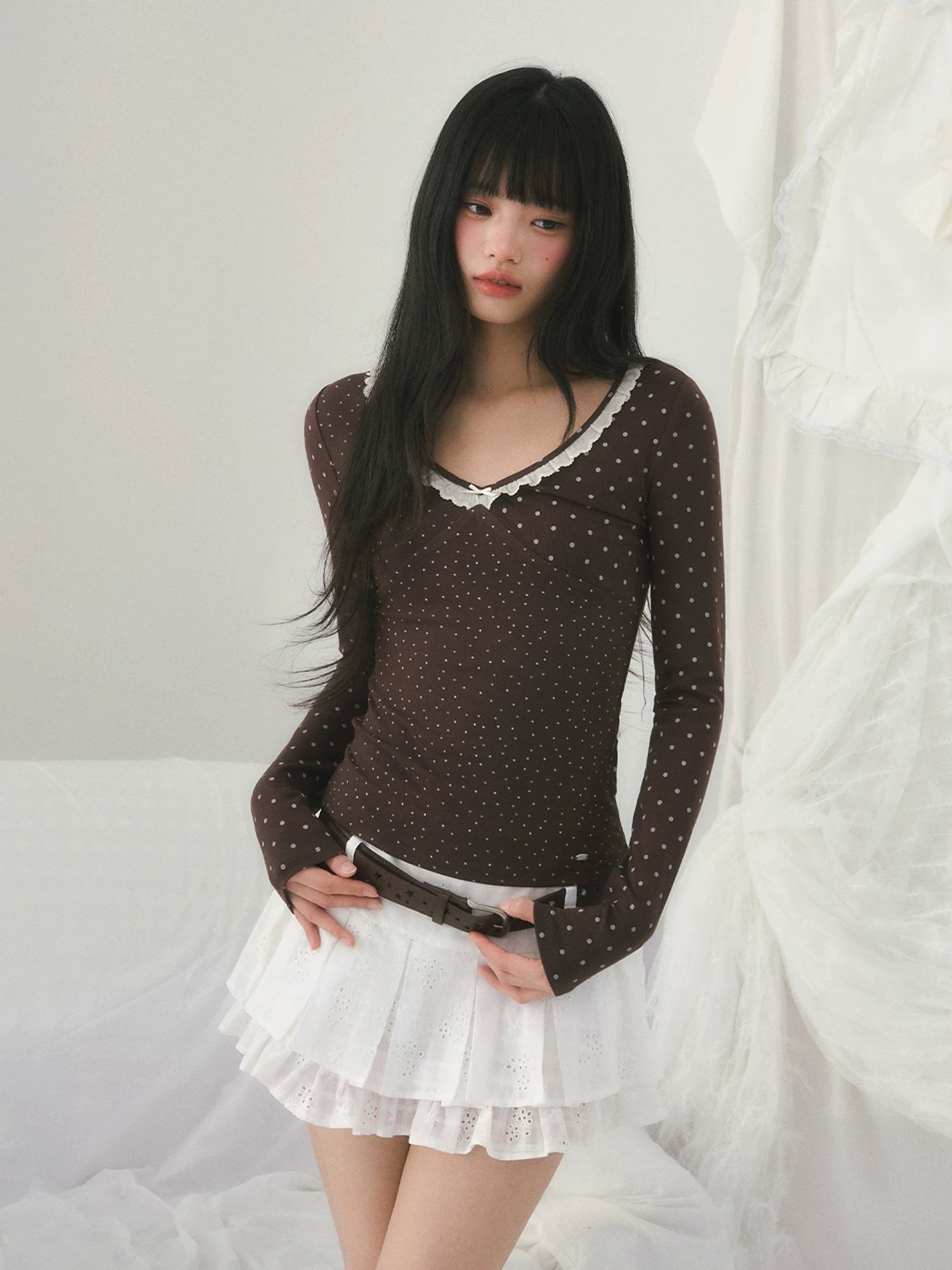 Lace Trim Polka Top