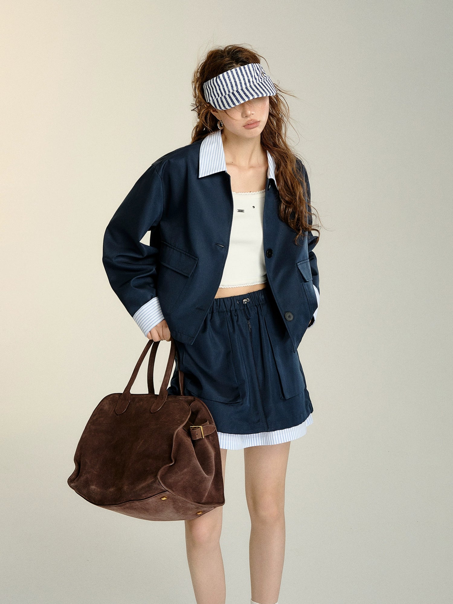 Patchwork Striped Trench