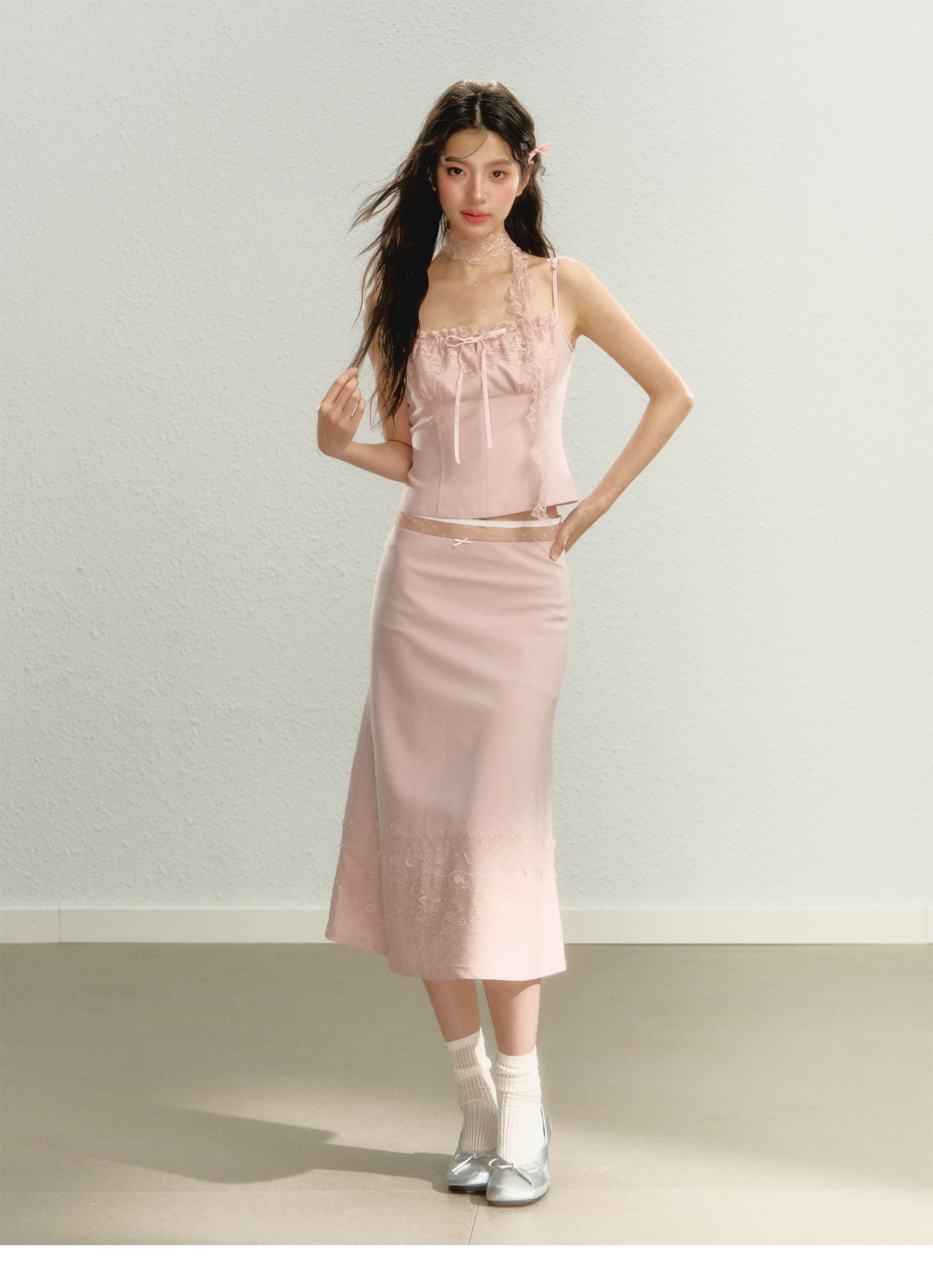 Lace Spaghetti Strap Tank Top & Mini Skirt Set