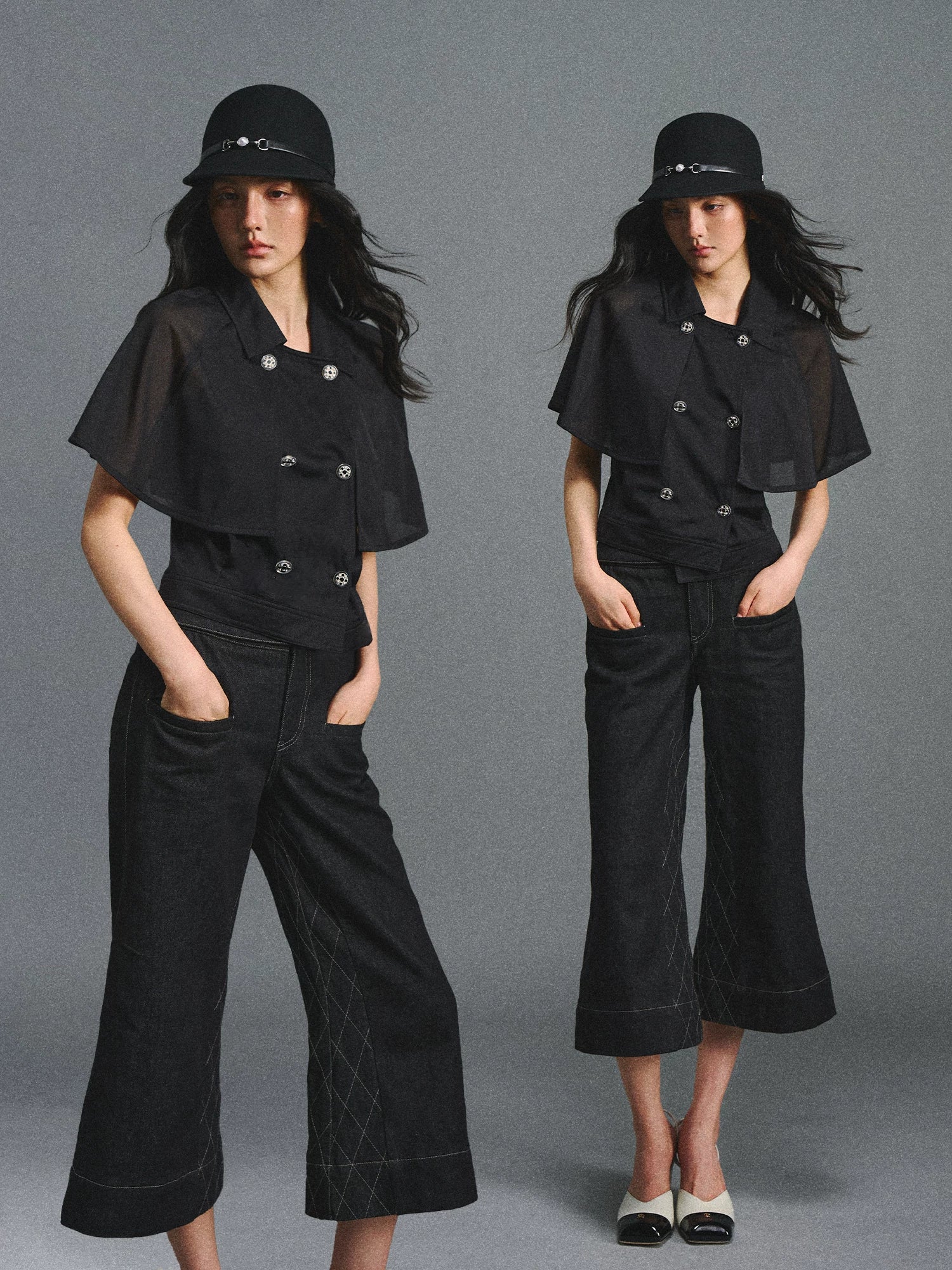 Detachable Cape Two-Piece Chiffon Top