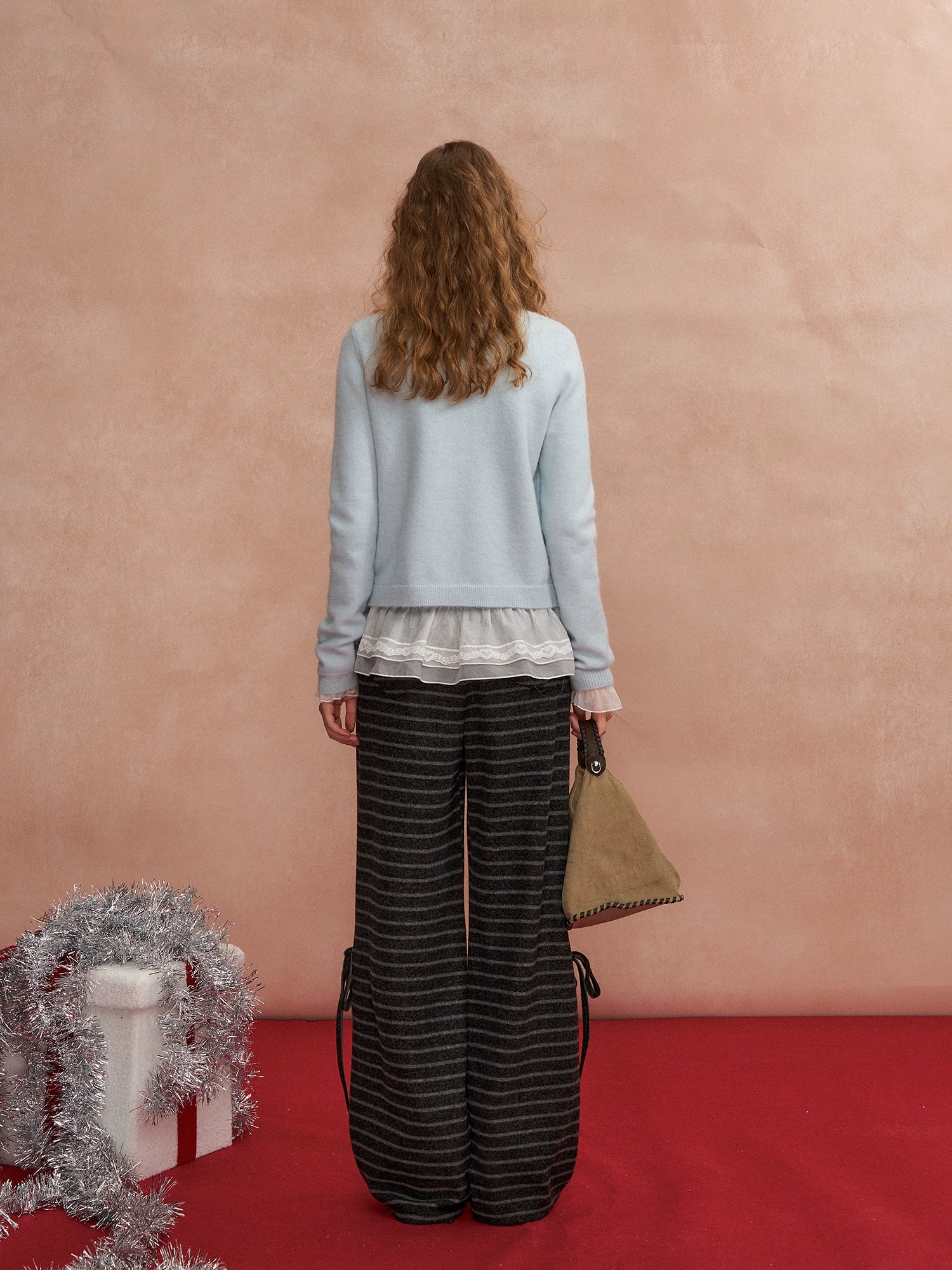 Fuzzy Stripe Layered Cardigan