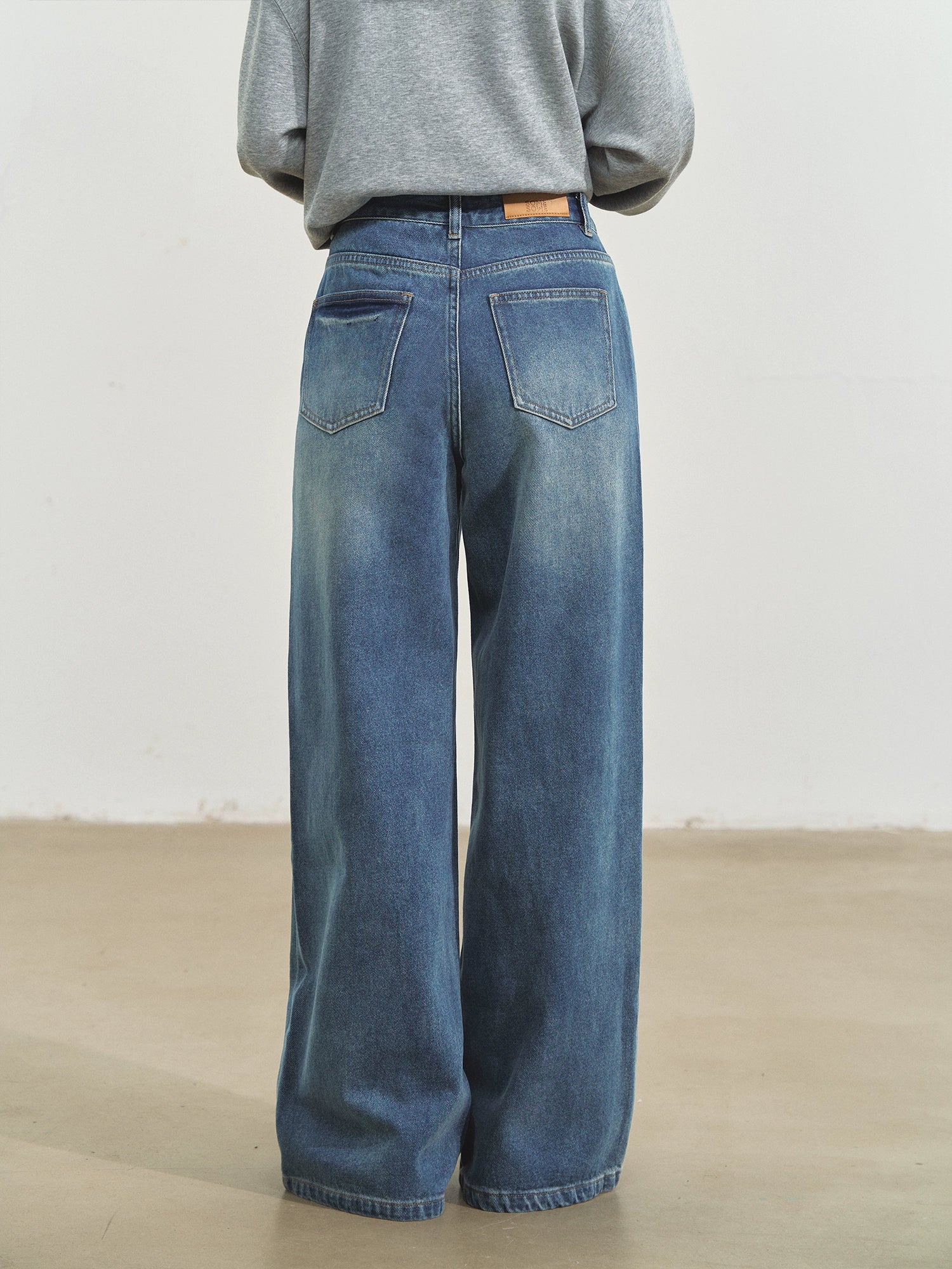 Blue Pet-Inspired Wide-Leg Jeans