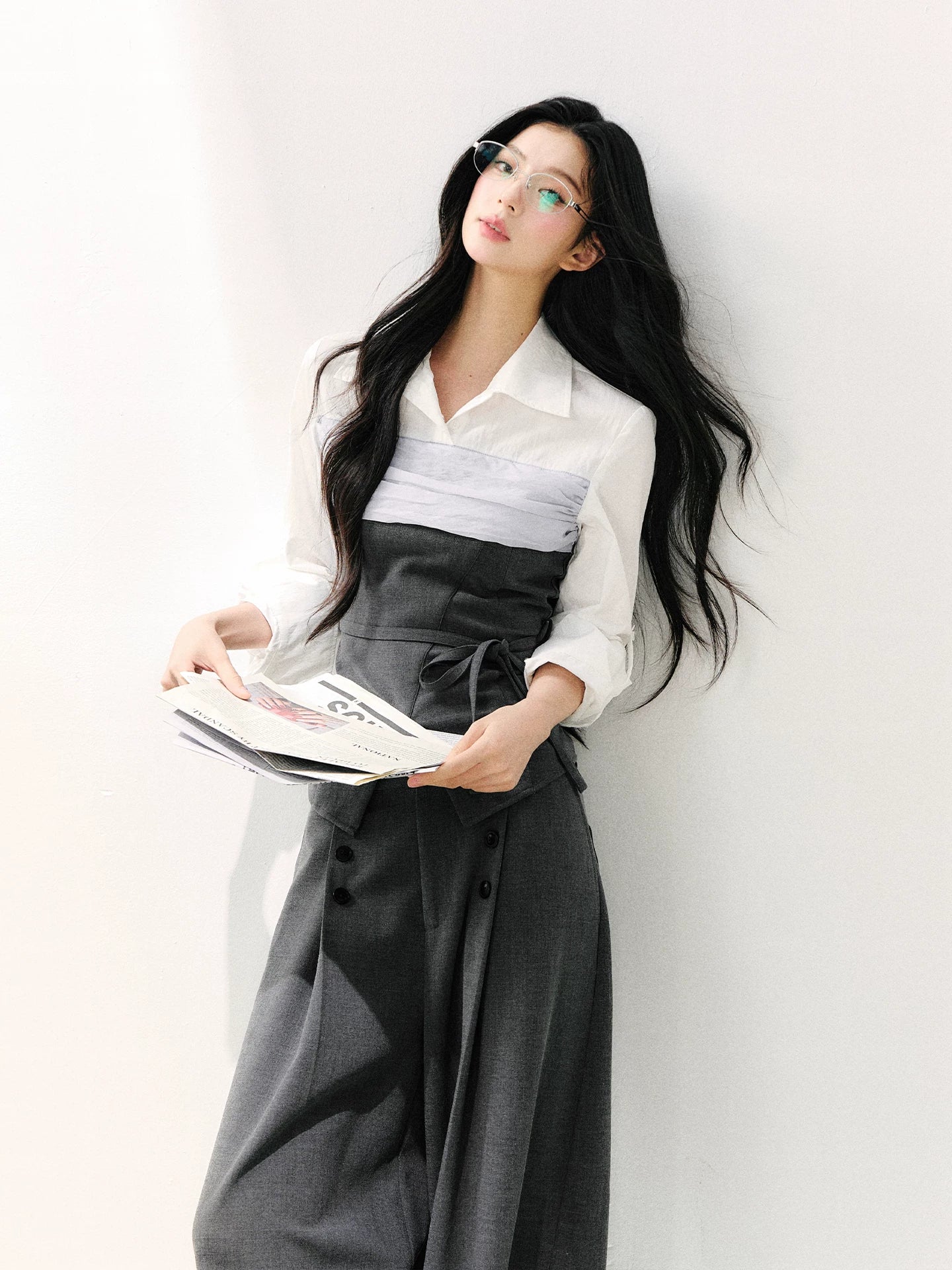 Gray Layered Tie Shirt