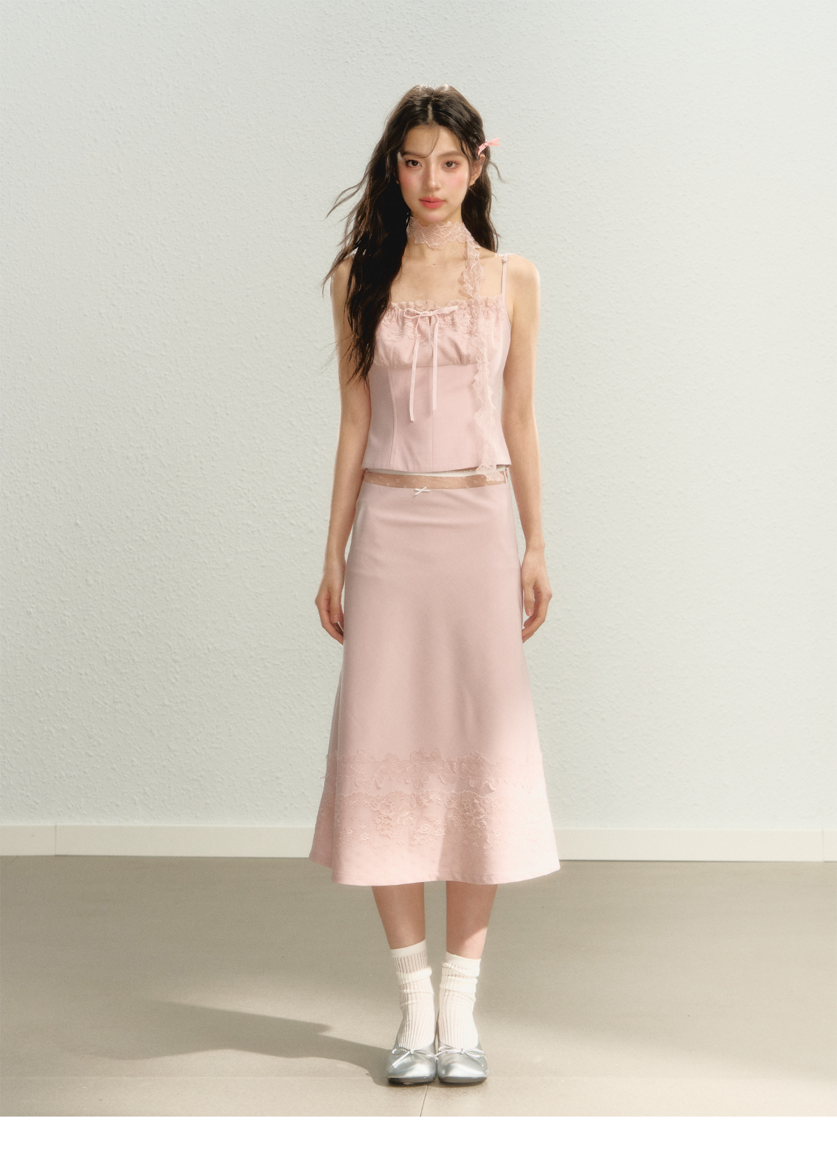 Lace Spaghetti Strap Tank Top & Mini Skirt Set