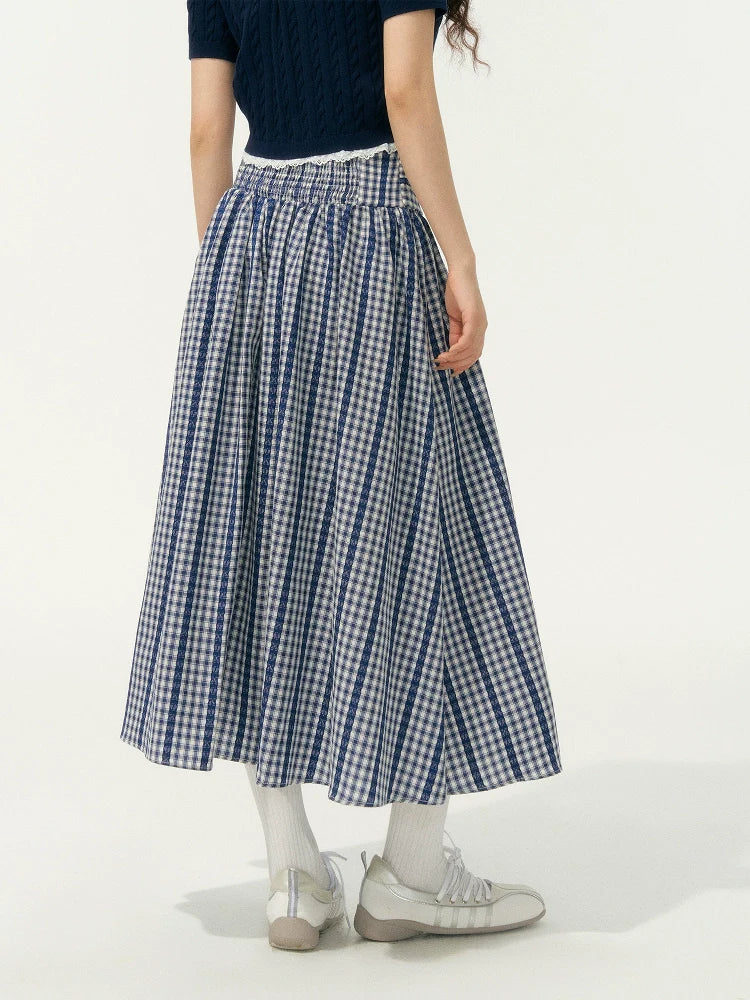 Plaid Mid-Length High-Waisted A-Line Skirt