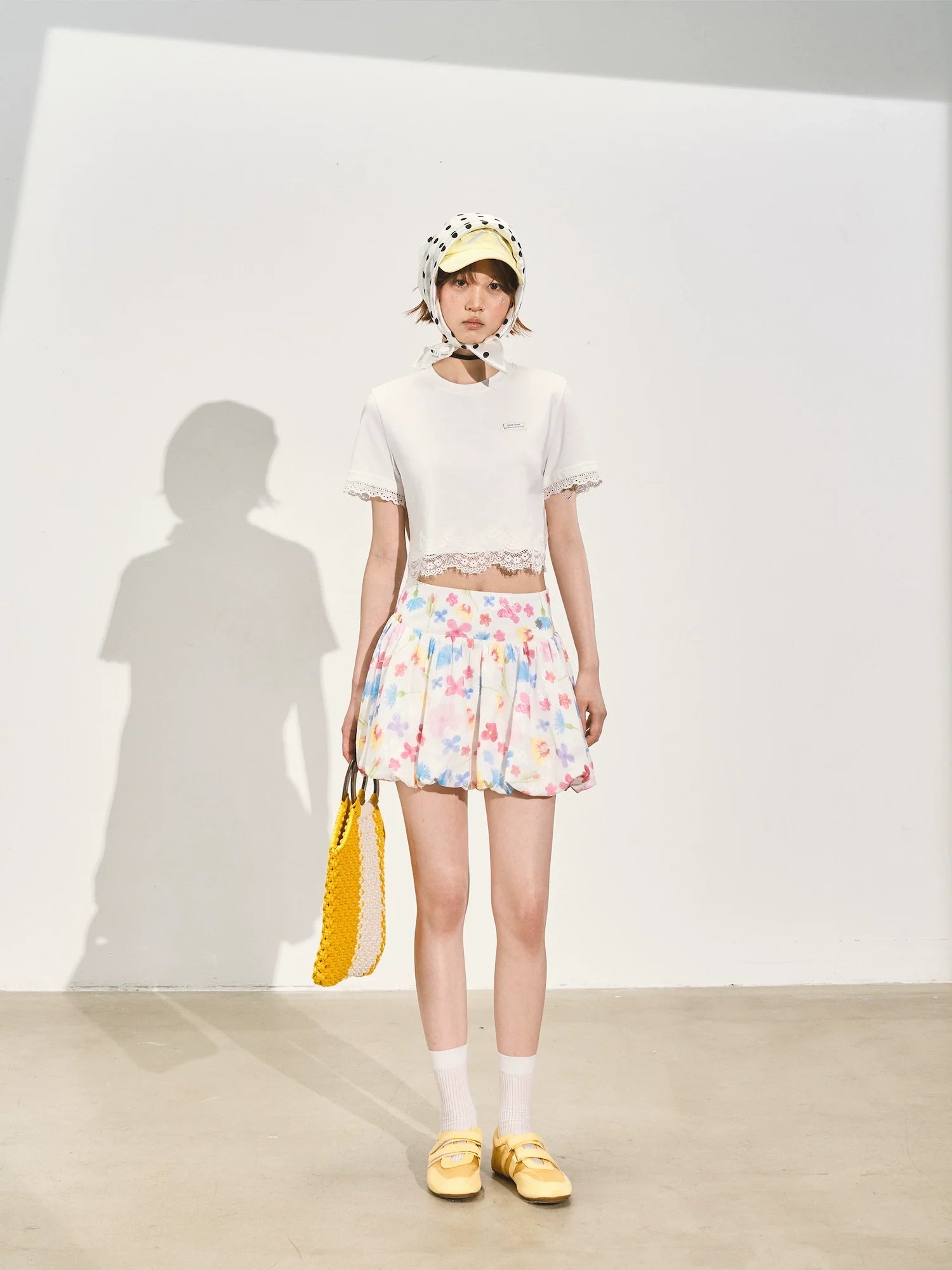 Lace-edged Patchwork Short-sleeve T-shirt