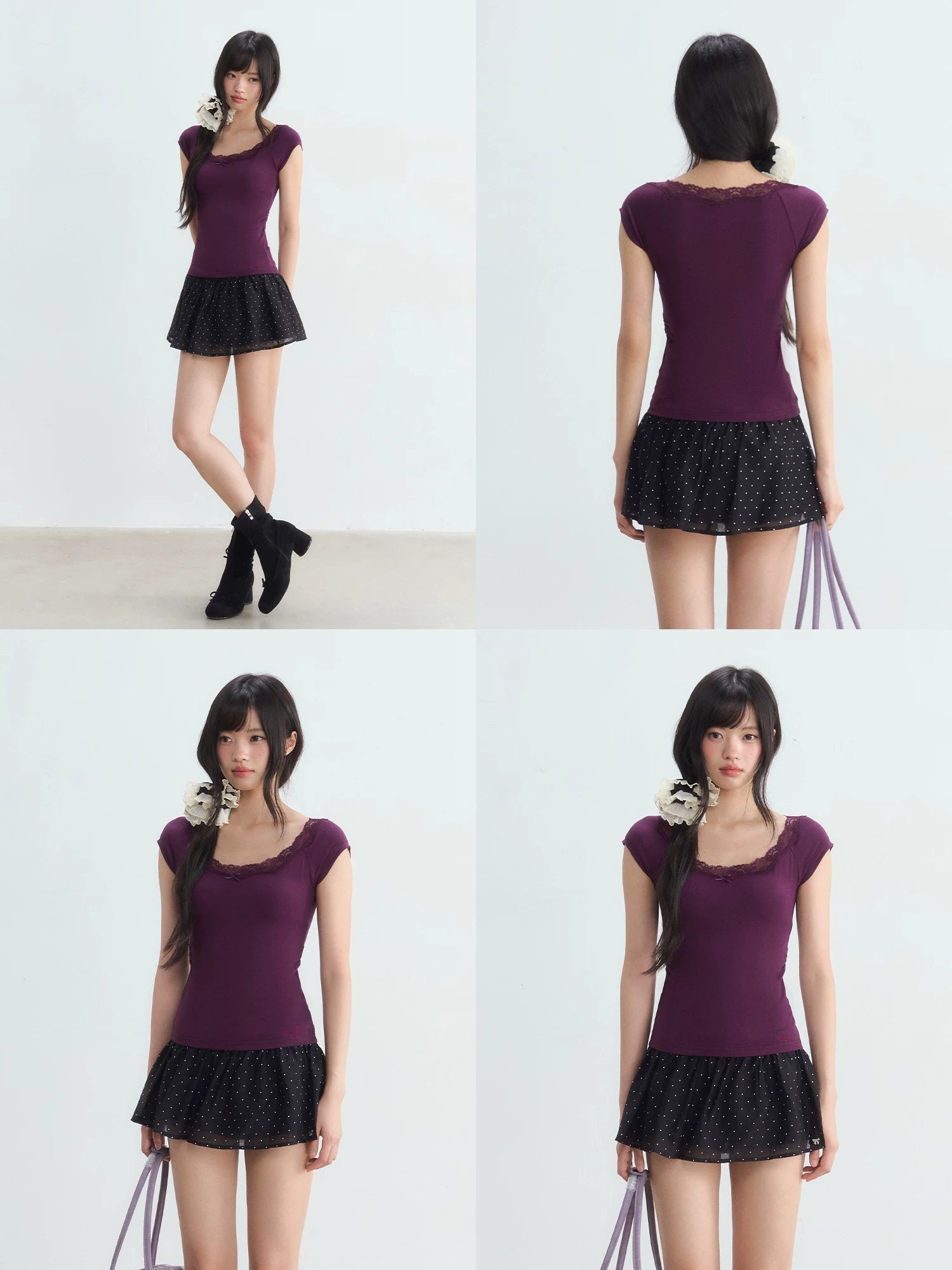 Lace Patchwork Purple Tee