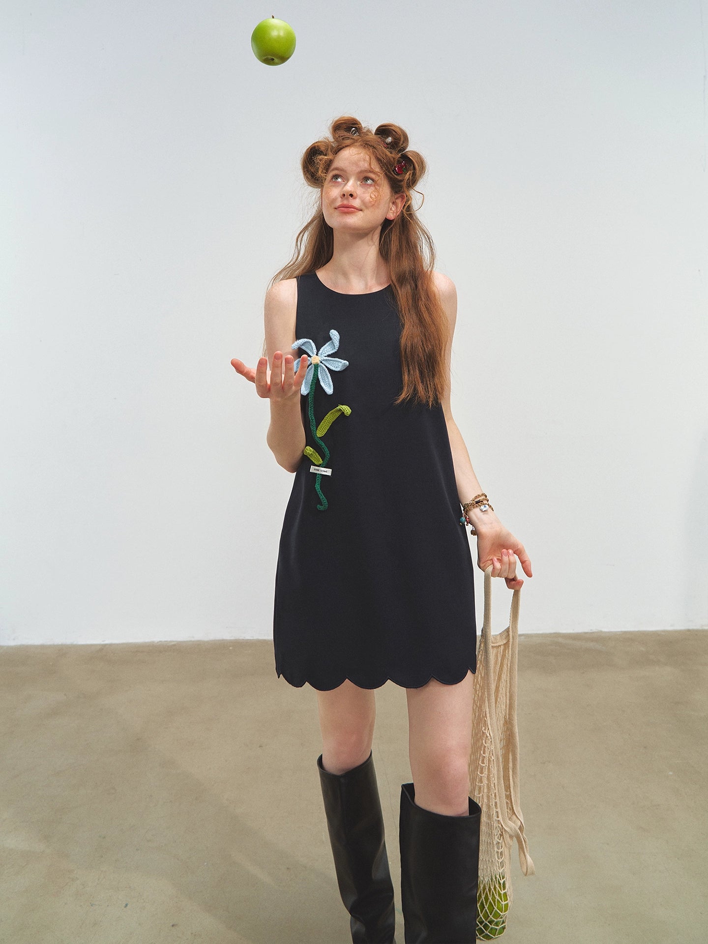 Hand-Crocheted Flower Sleeveless Vest Dress