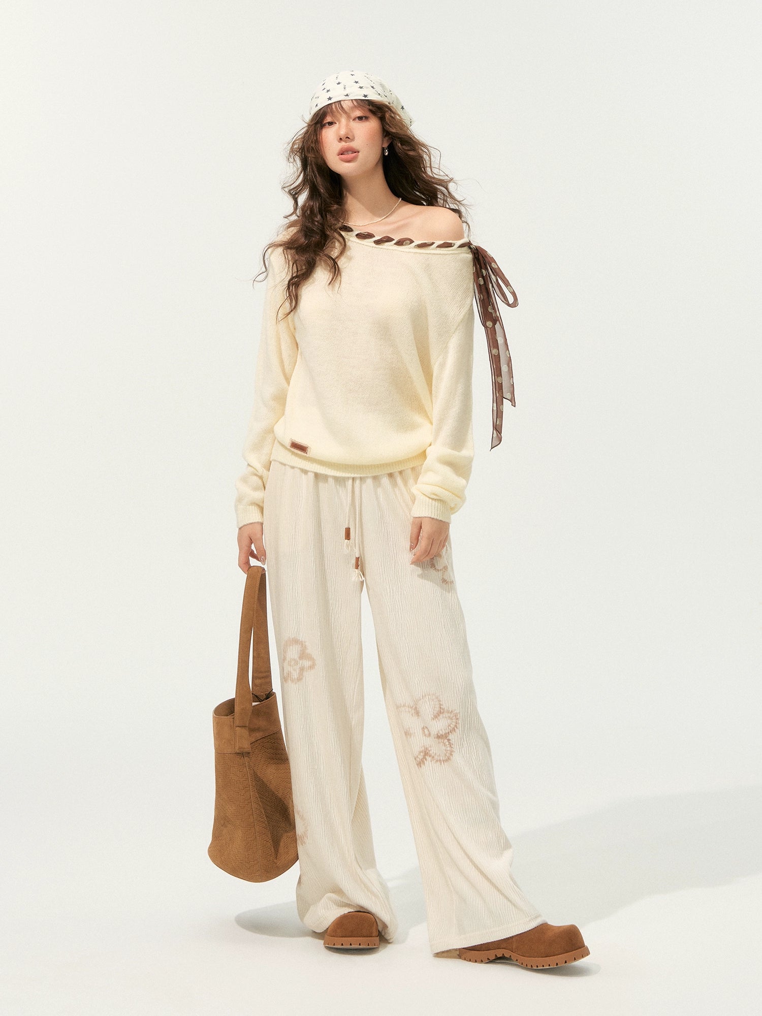 Floral Pleated Drawstring Pants