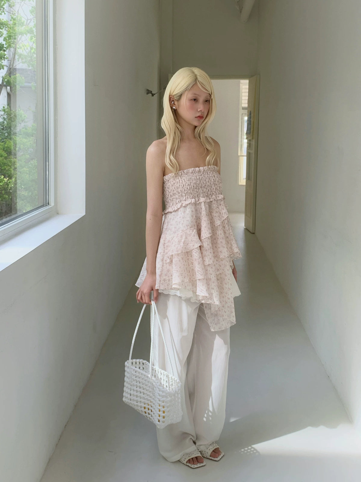 Floral Strapless Ruffle Mini Dress