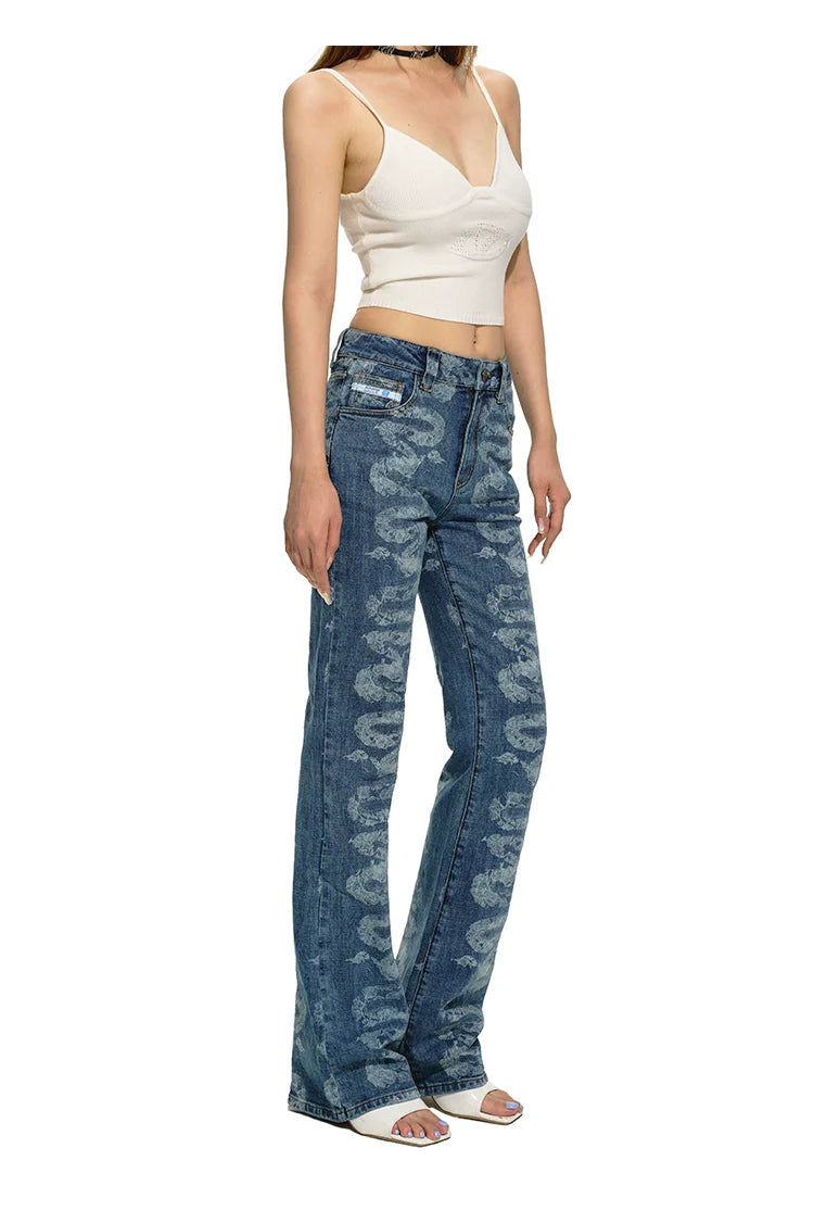 Blue Low-Waist Skinny Straight-Leg Jeans