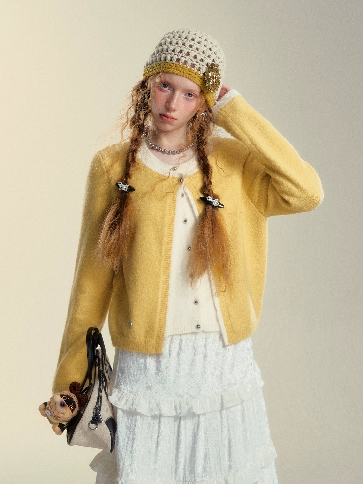 Colorblock Layered Knit Cardigan