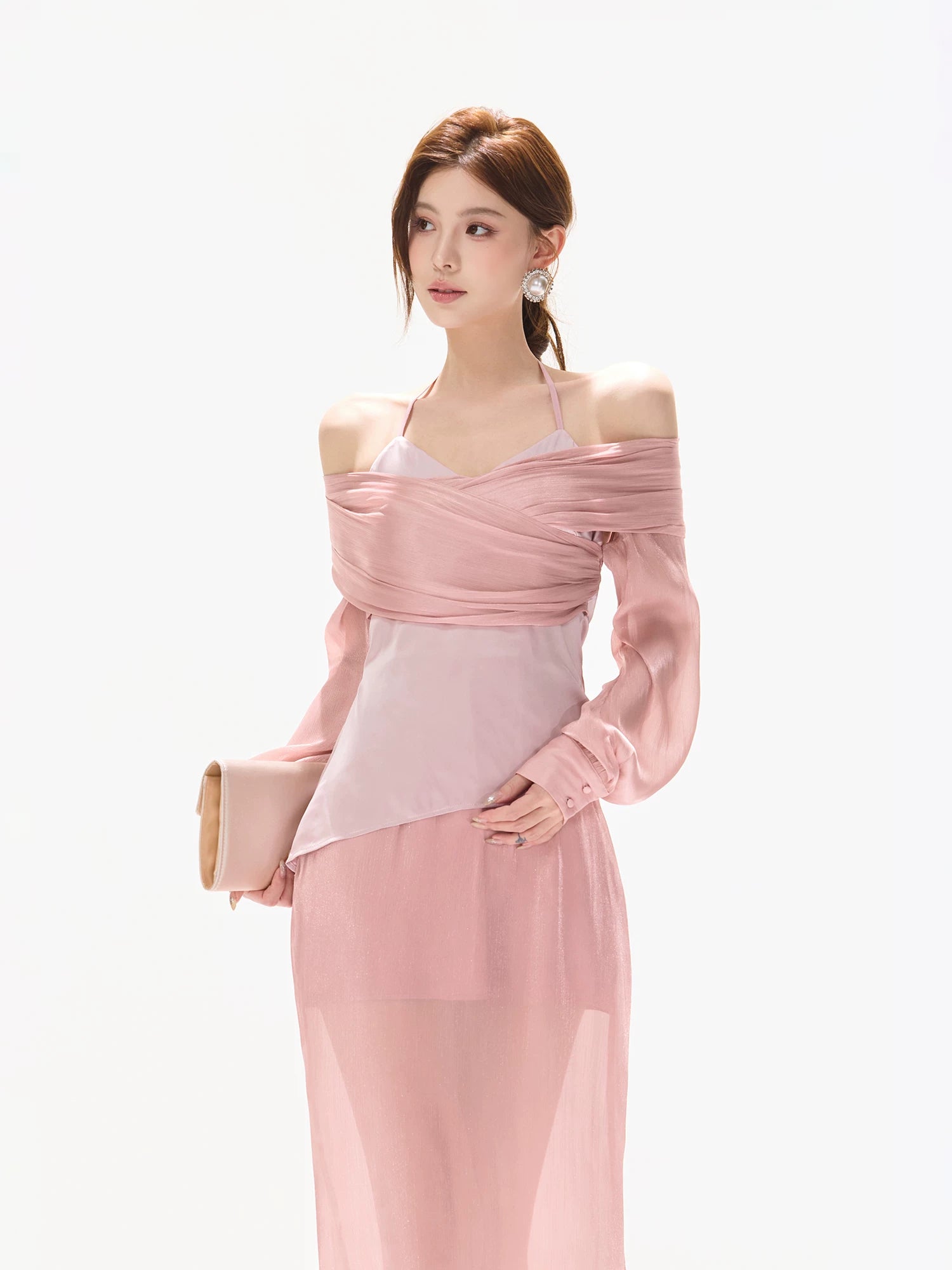 Off-Shoulder Chiffon Maxi Dress