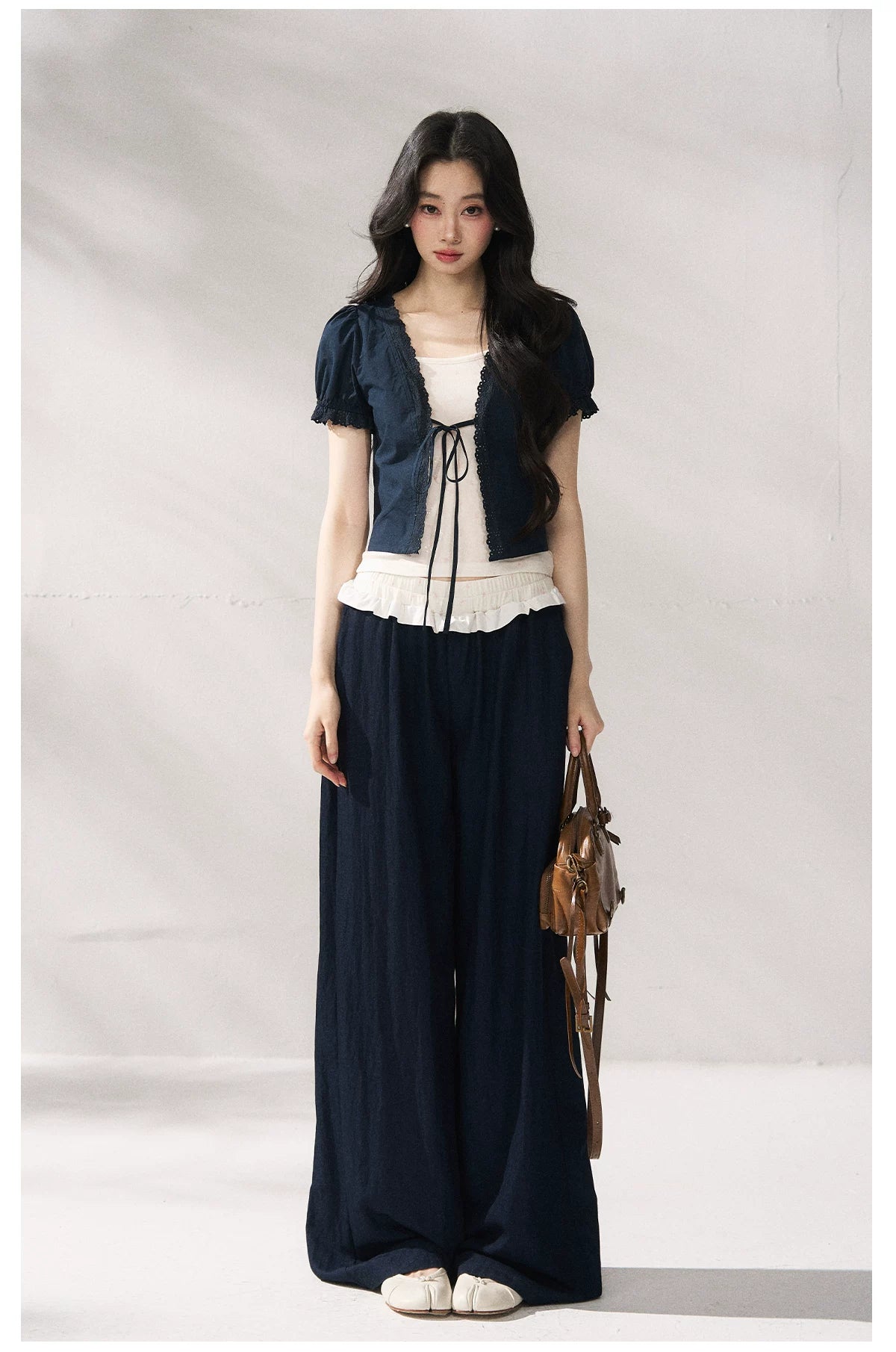 Navy Blue Floral Lace Set